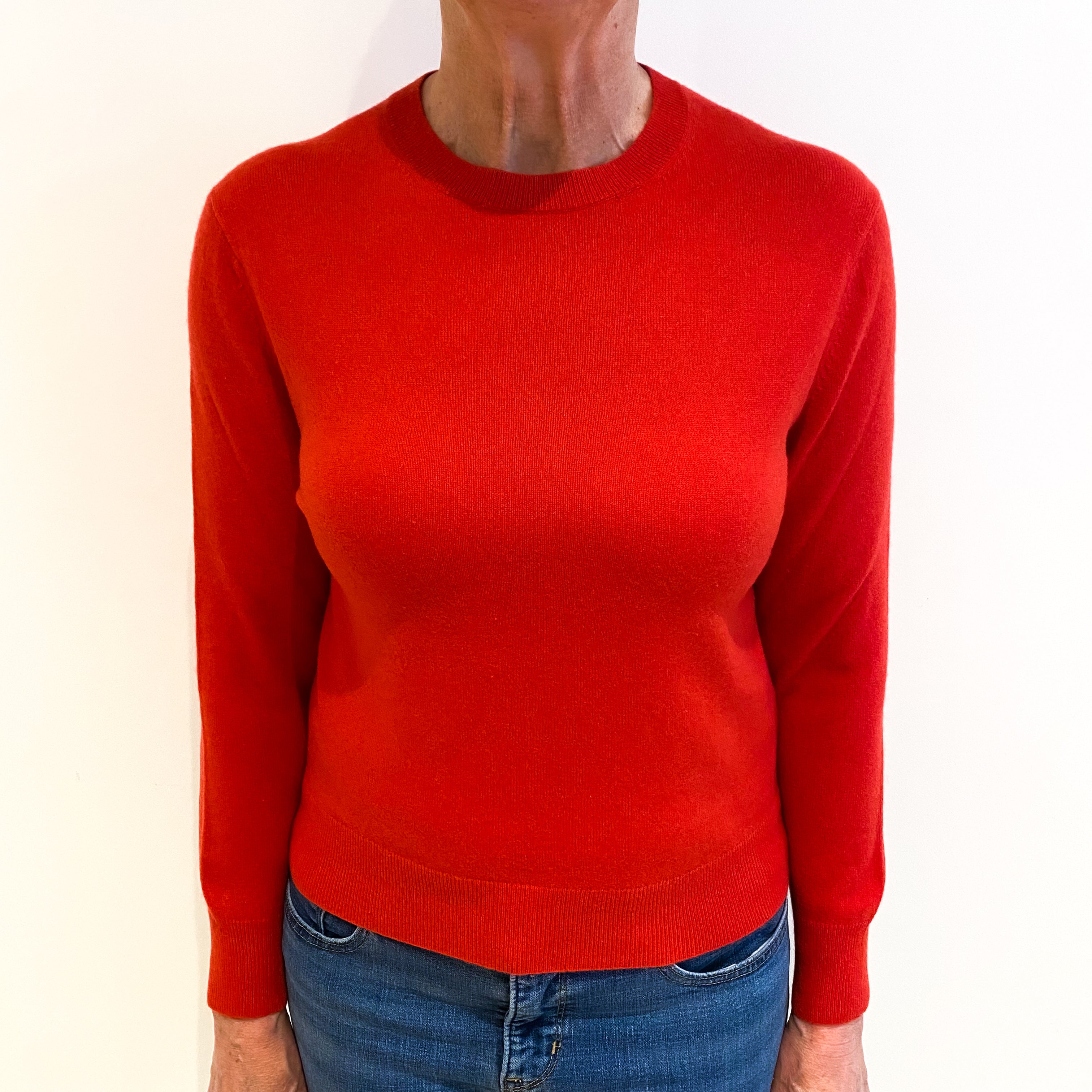 Scarlet Red Cashmere Crew Neck Jumper Medium
