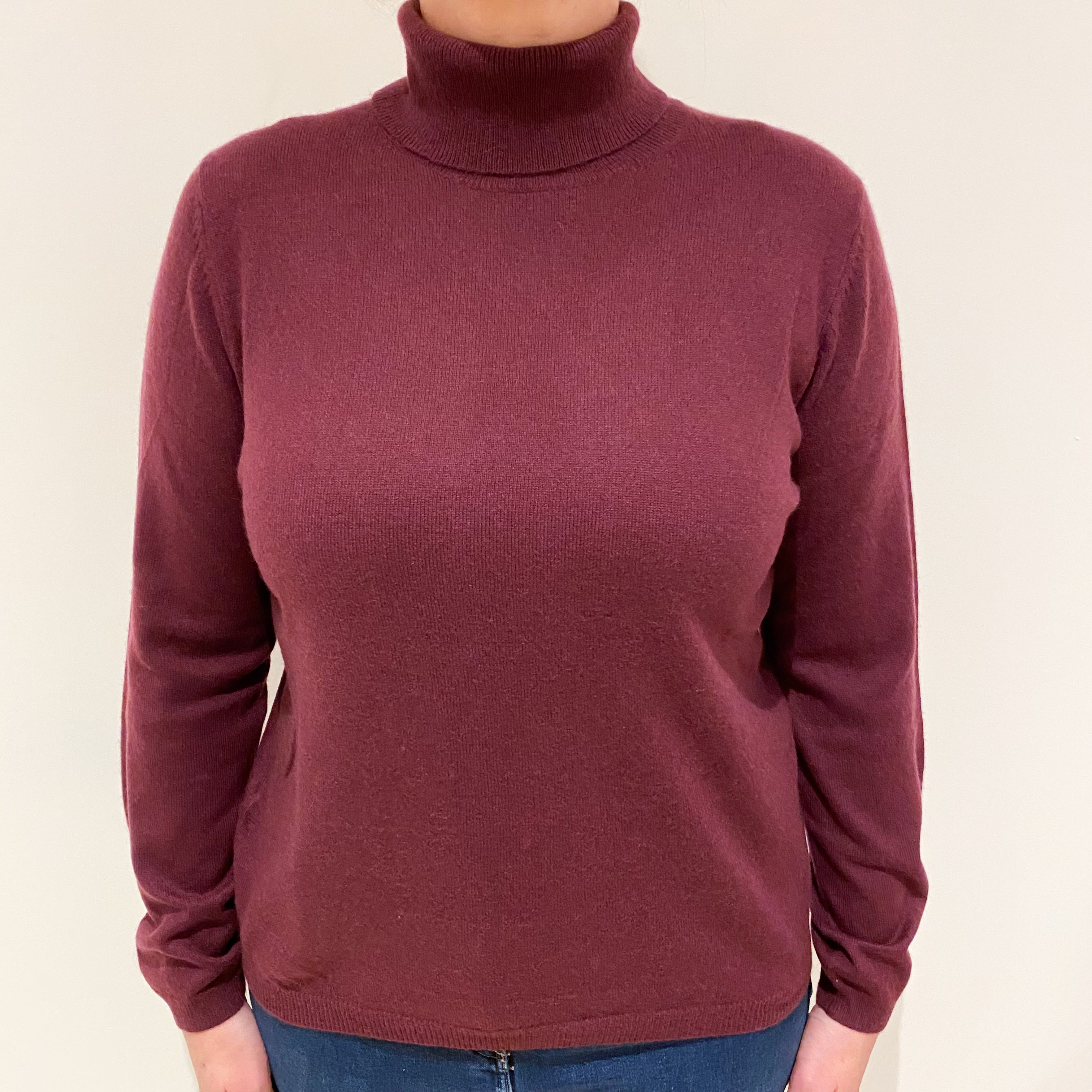 Mulberry Purple Cashmere Polo Neck Jumper Large