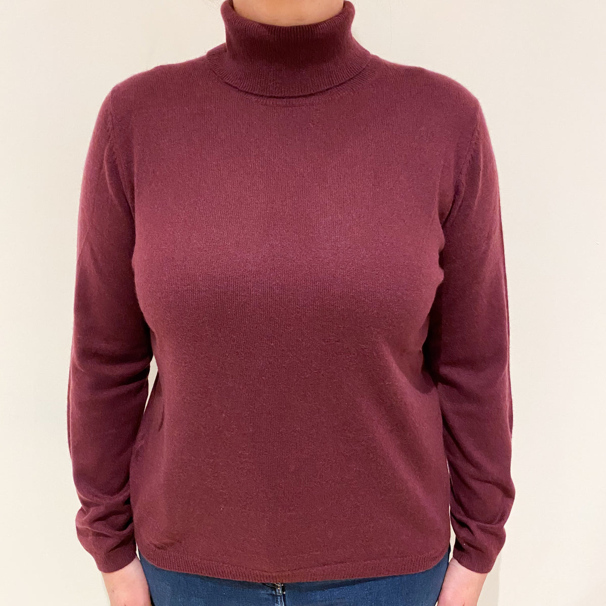 Mulberry Purple Cashmere Polo Neck Jumper Large