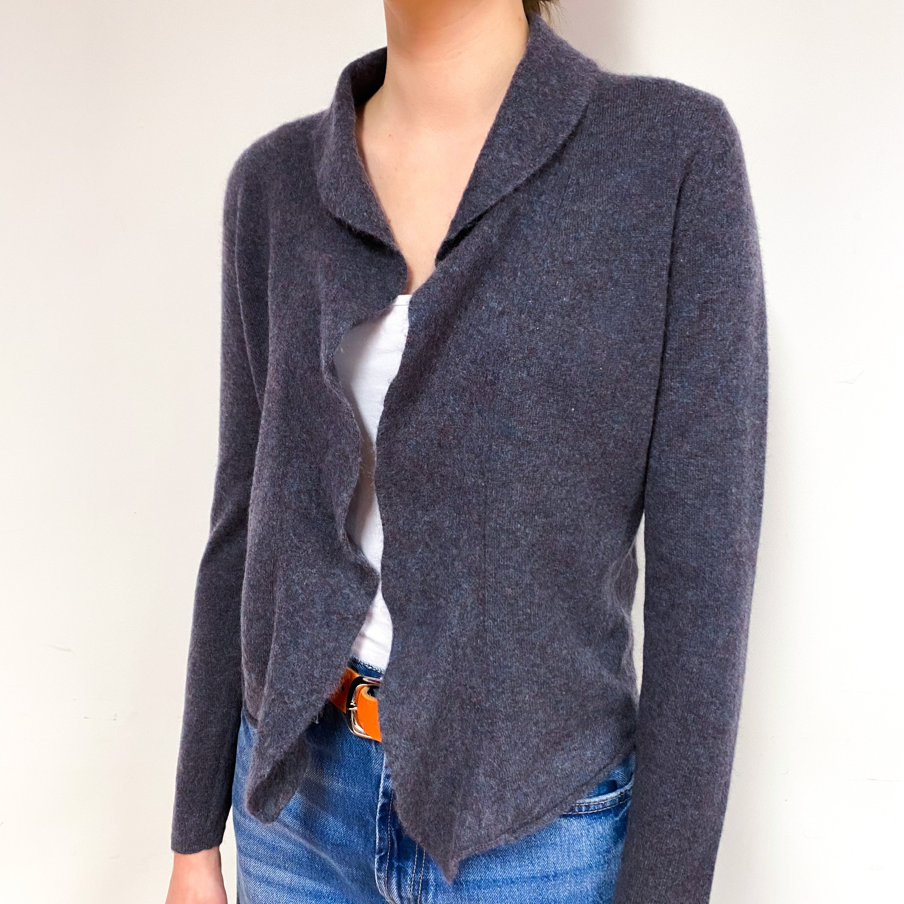 Slate Purple Cashmere Edge to Edge Cardigan Extra Small