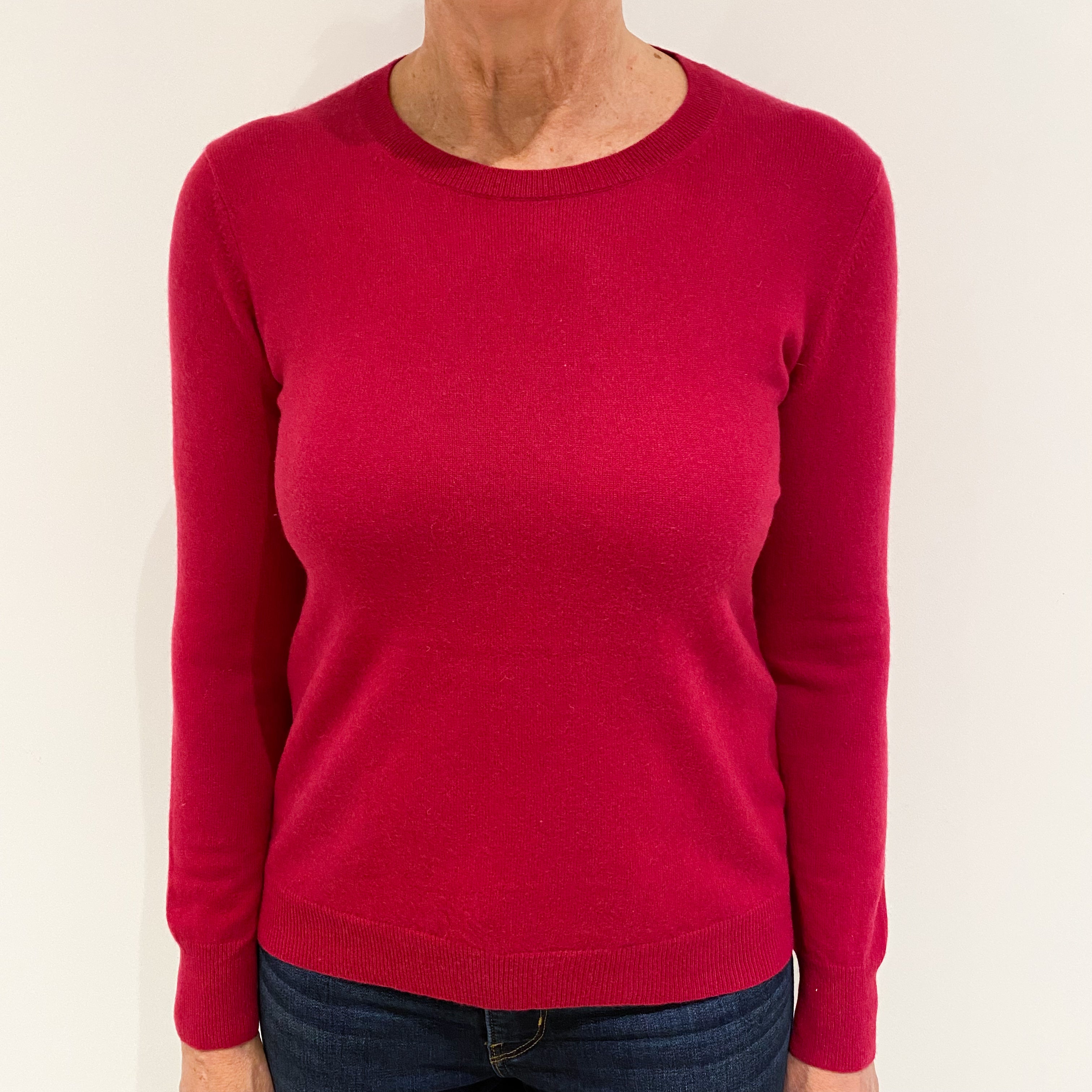 Cherry Pink Cashmere Crew Neck Jumper Medium