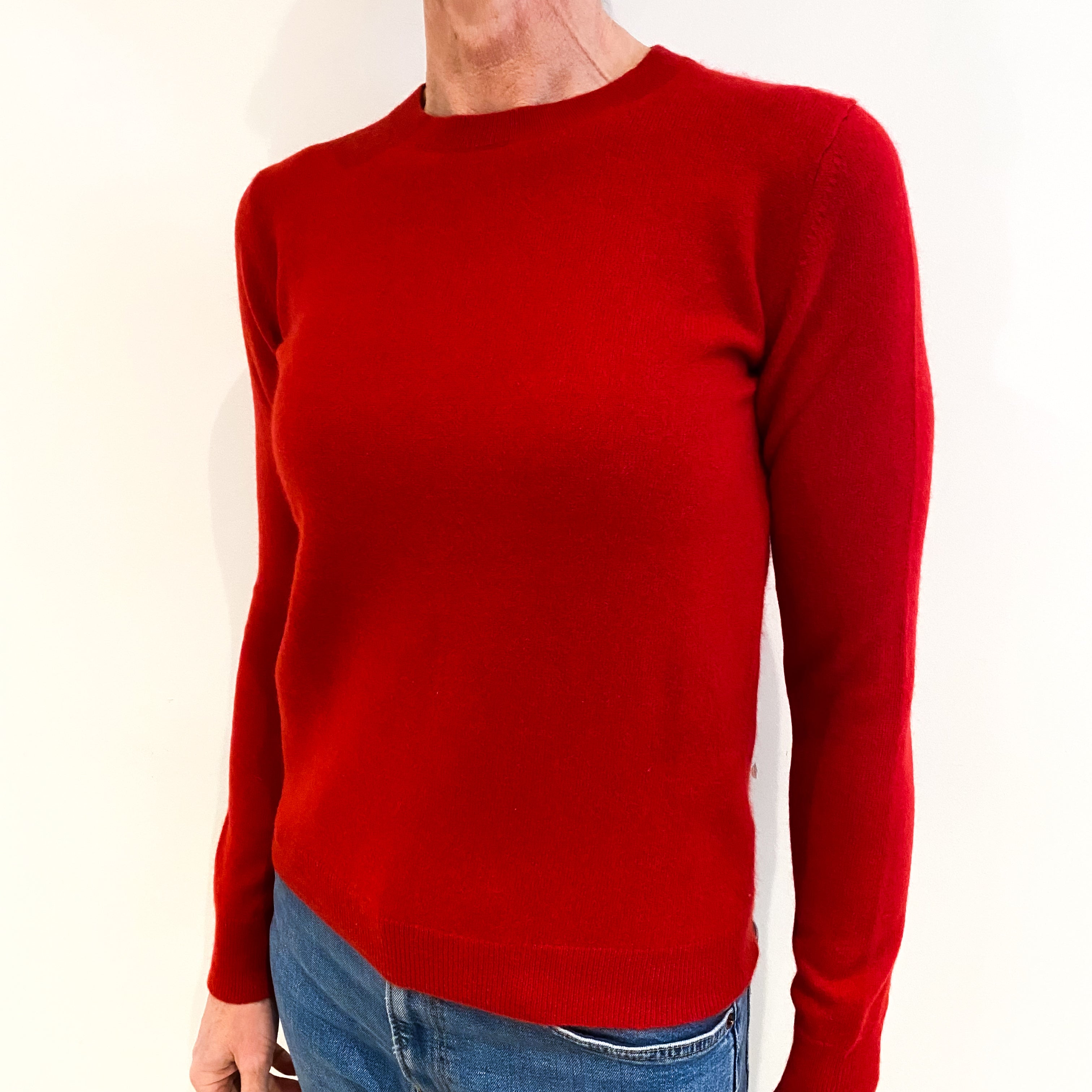 Spanish Red Cashmere Crew Neck Jumper Small