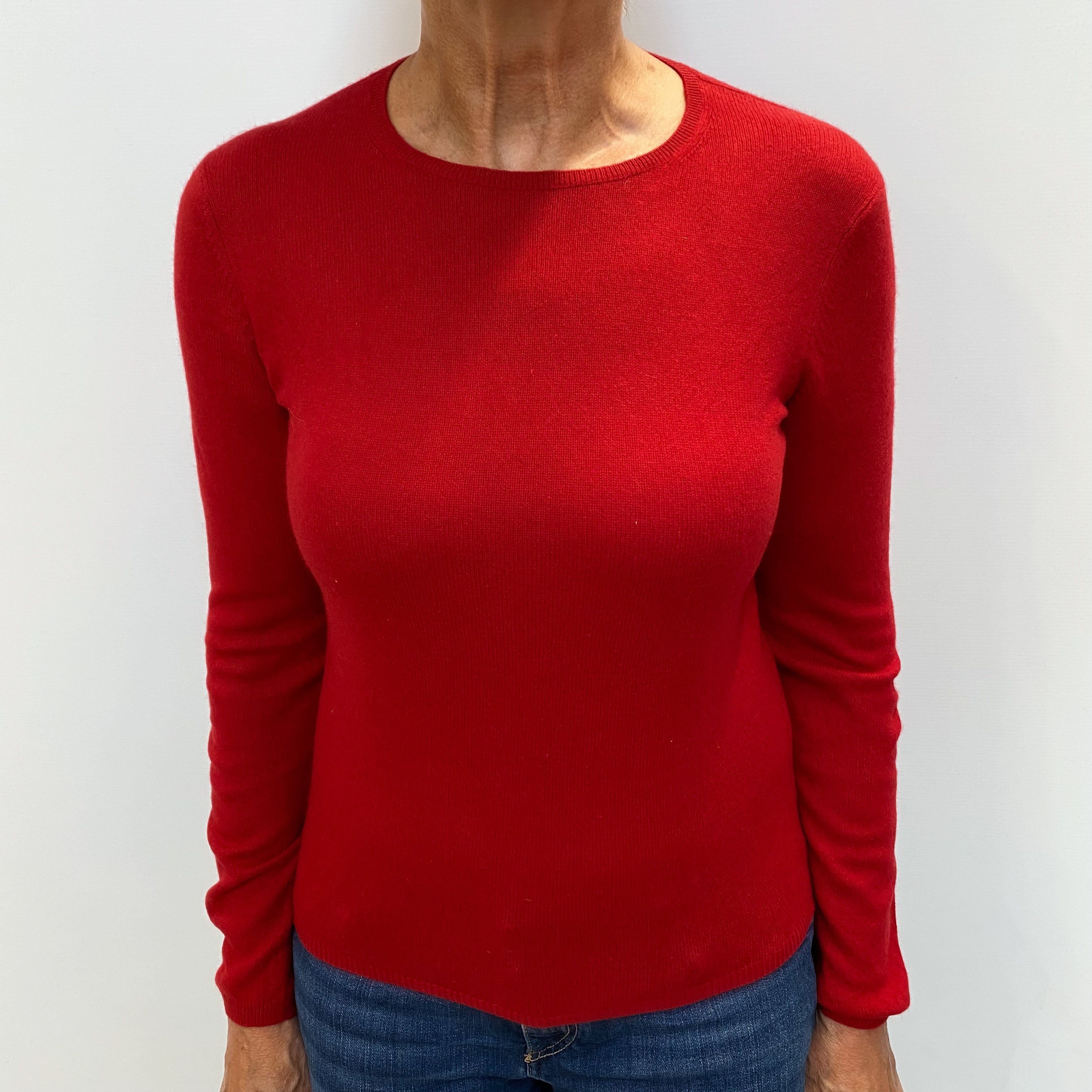 Scarlet Red Cashmere Crew Neck Jumper Medium