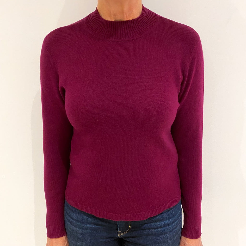 Mulberry Purple Cashmere Turtle Neck Jumper Medium