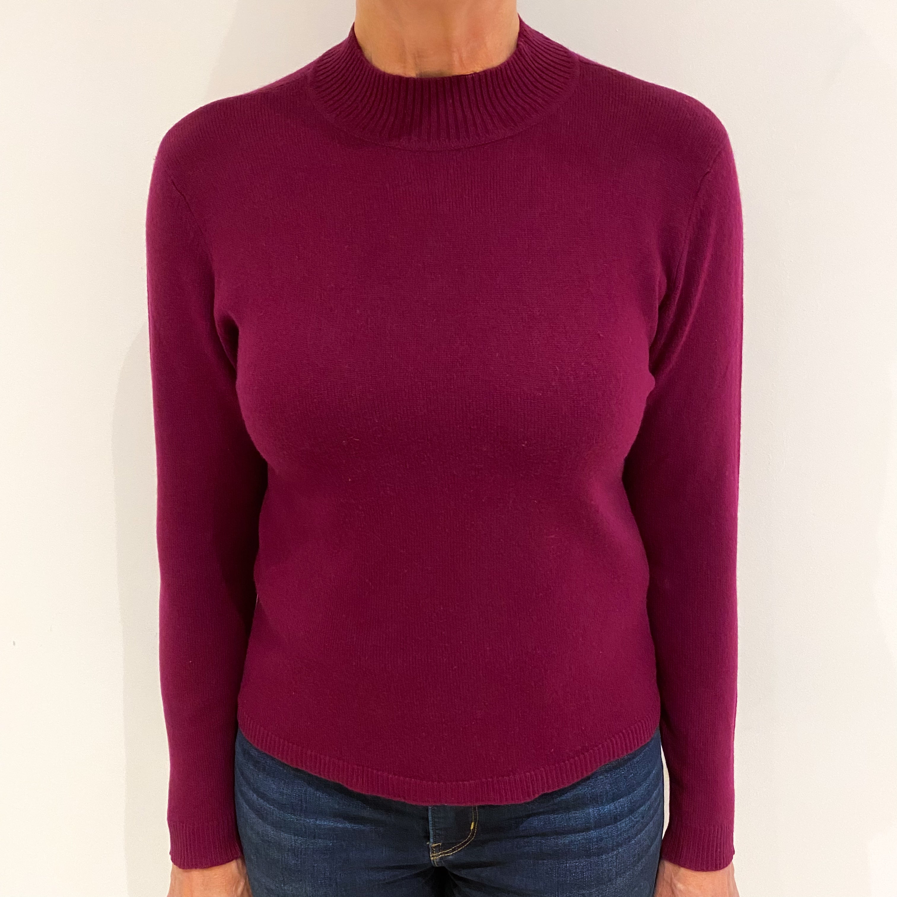 Mulberry Purple Cashmere Turtle Neck Jumper Medium