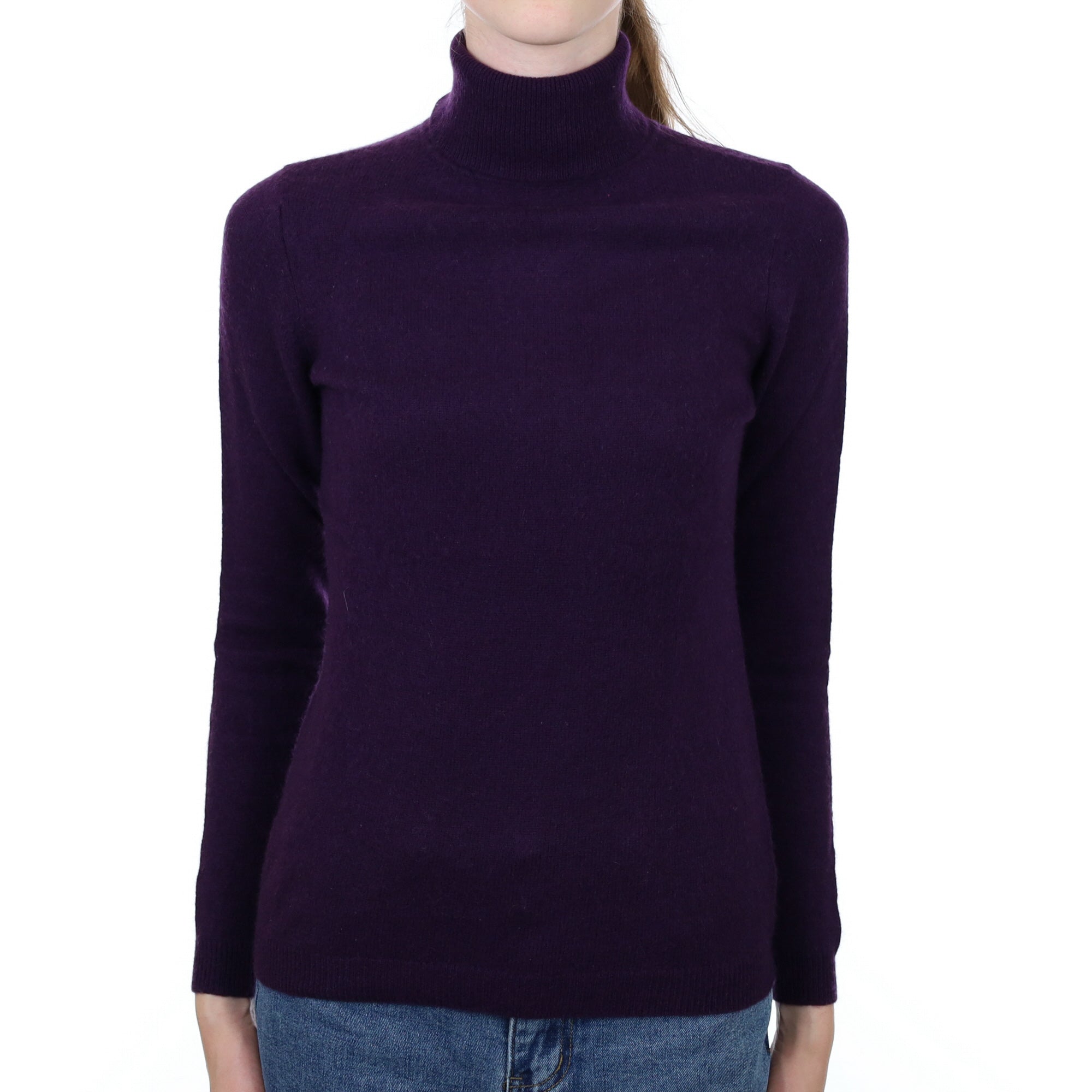 Iris Purple Cashmere Polo Neck Jumper Extra Small