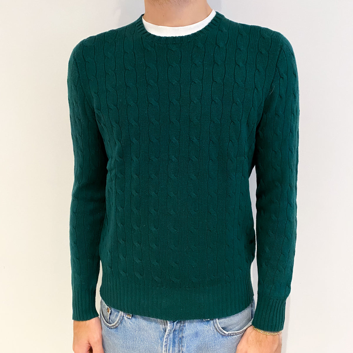 Men's Ralph Lauren Racing Green Cashmere Crew Neck Jumper Medium
