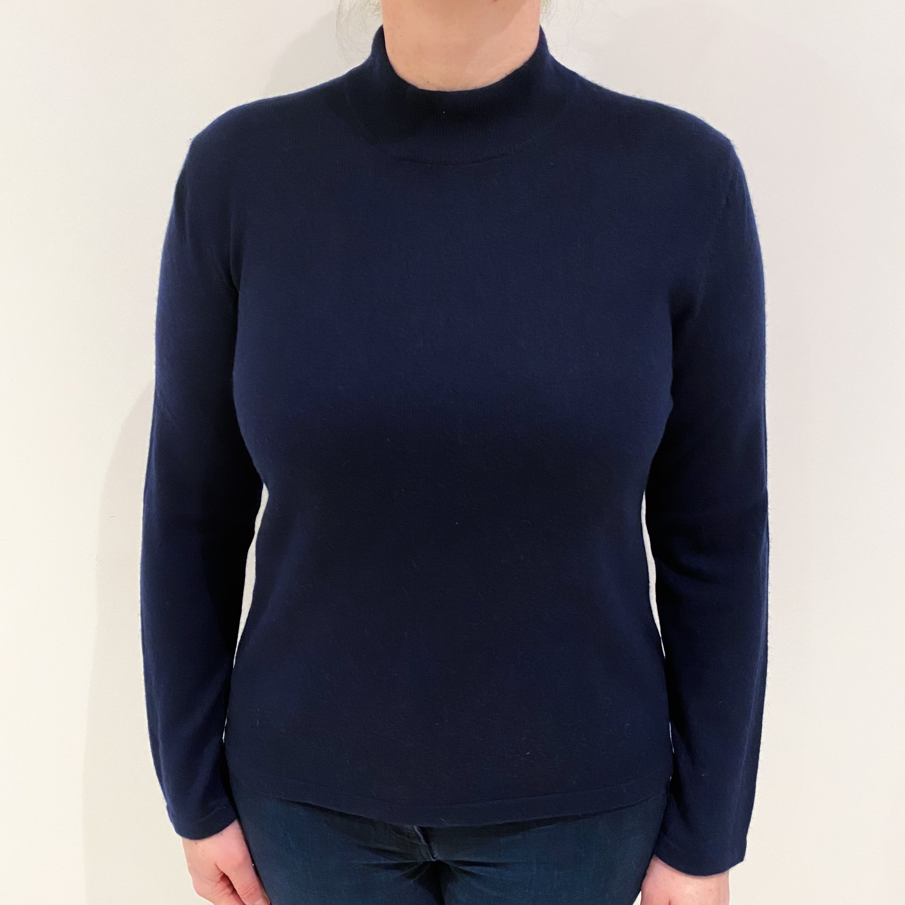 Dark Navy Cashmere Turtle Neck Jumper Large