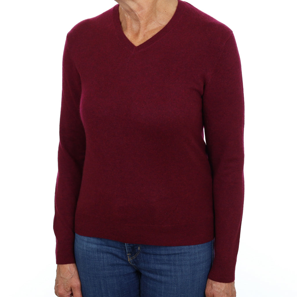 Mulberry Purple Cashmere V Neck Jumper Medium