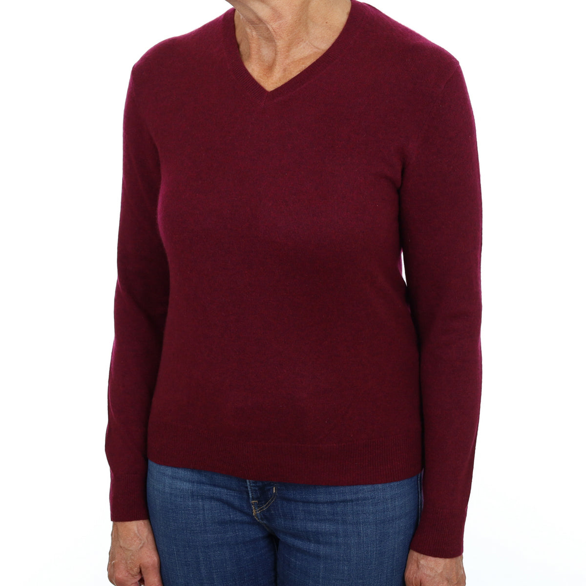 Mulberry Purple Cashmere V Neck Jumper Medium