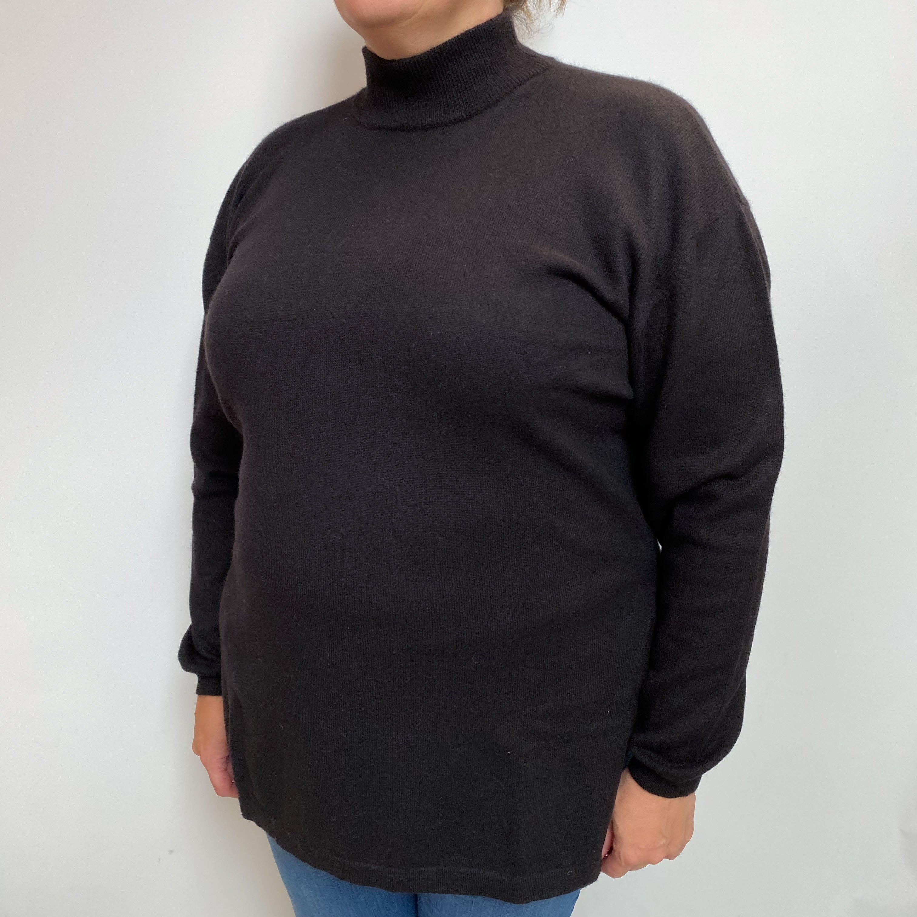 Black Cashmere Turtle Neck Jumper Extra Large