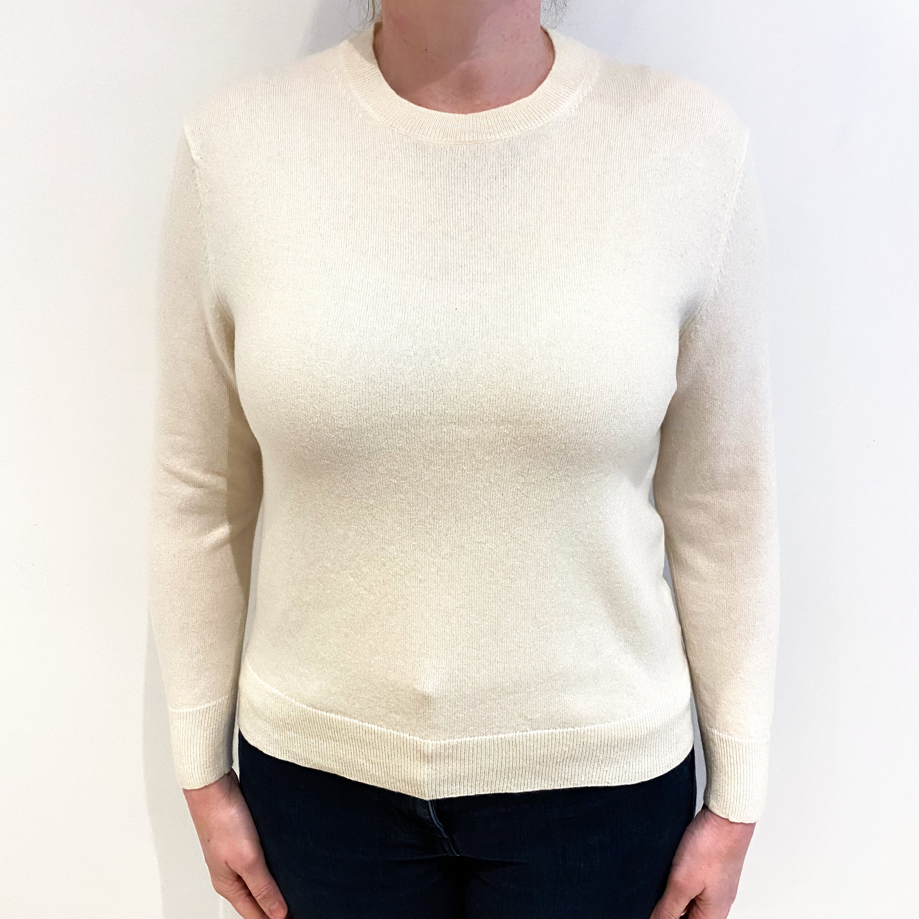 Vanilla Cream Cashmere Crew Neck Jumper Large