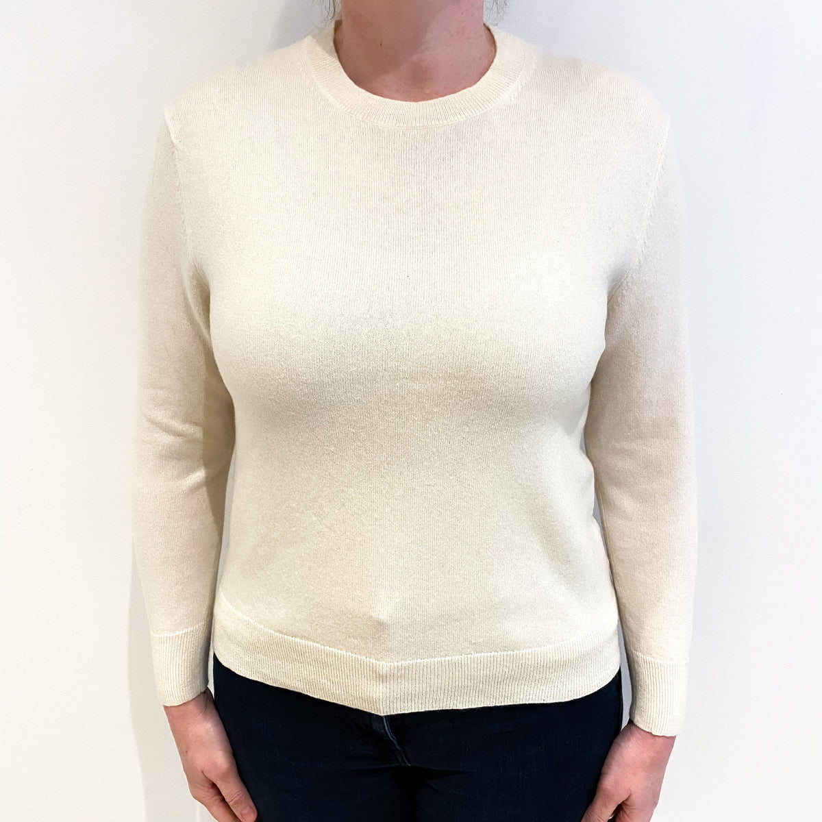 Vanilla Cream Cashmere Crew Neck Jumper Large
