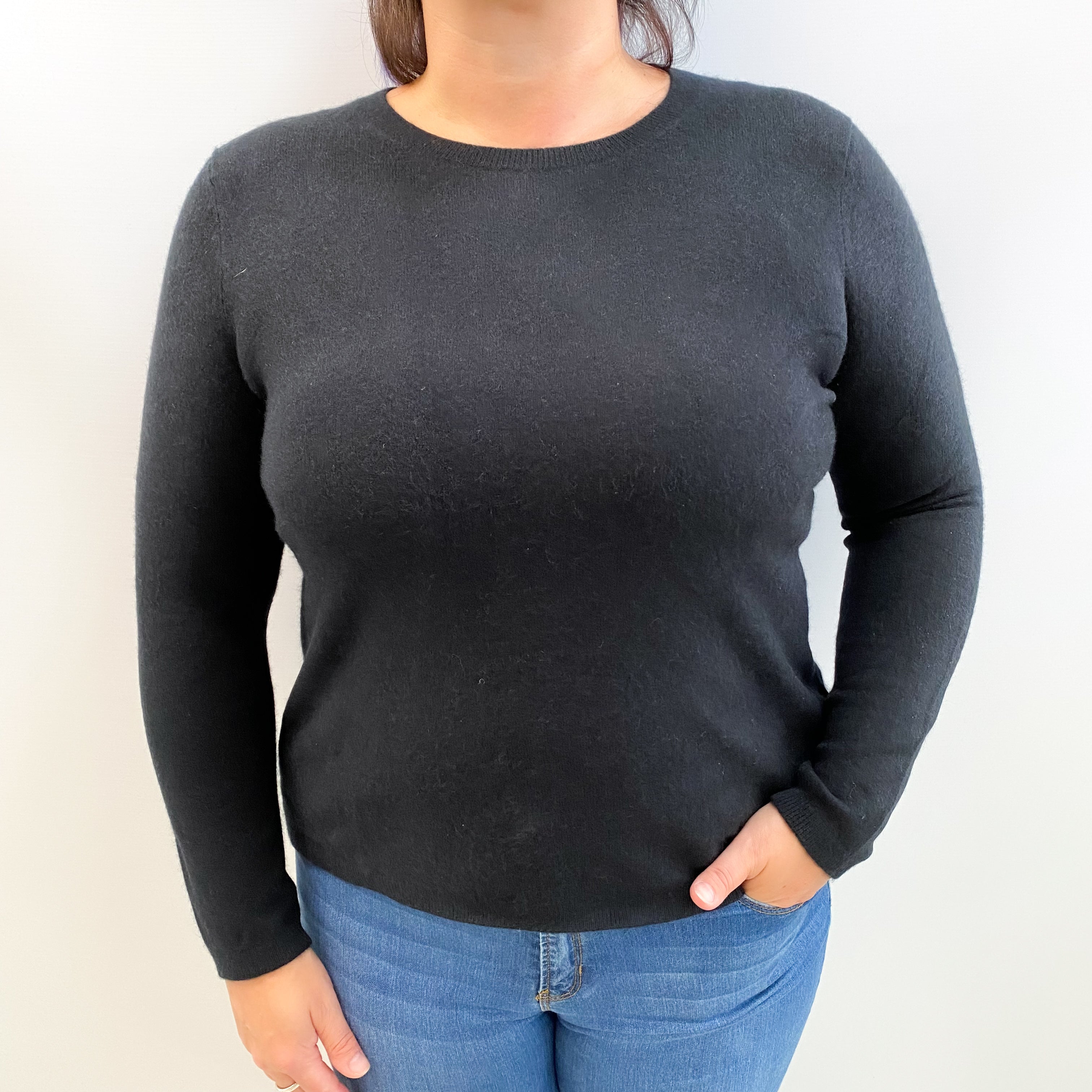Black Cashmere Crew Neck Jumper Large