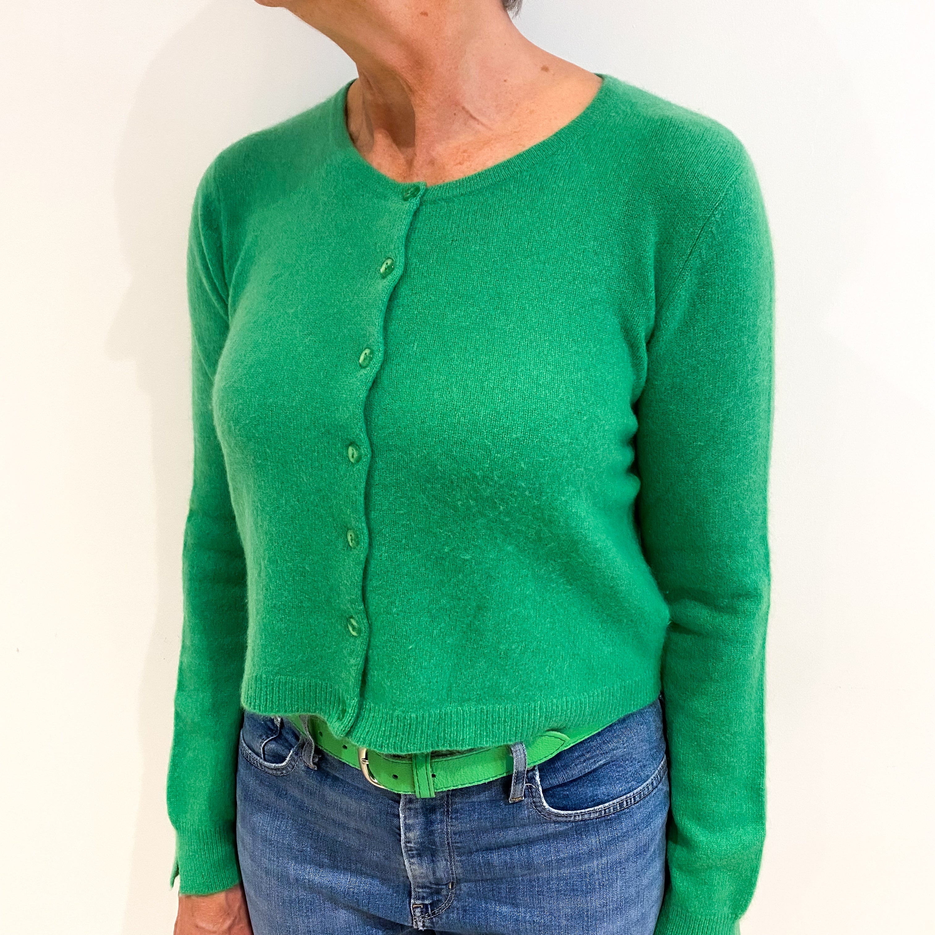 Neon Green Cashmere Cardigan Medium