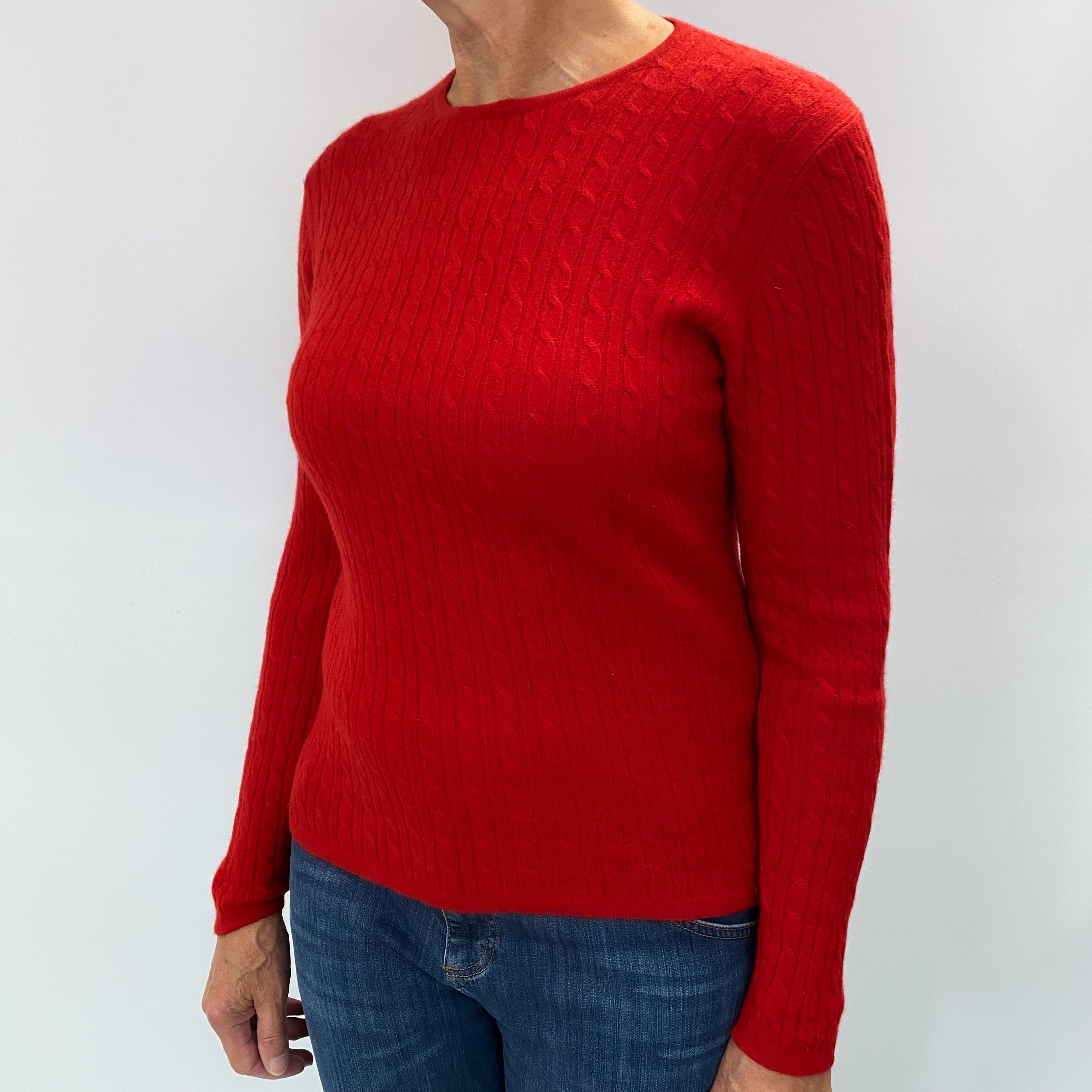 Scarlet Red Cashmere Crew Neck Jumper Medium