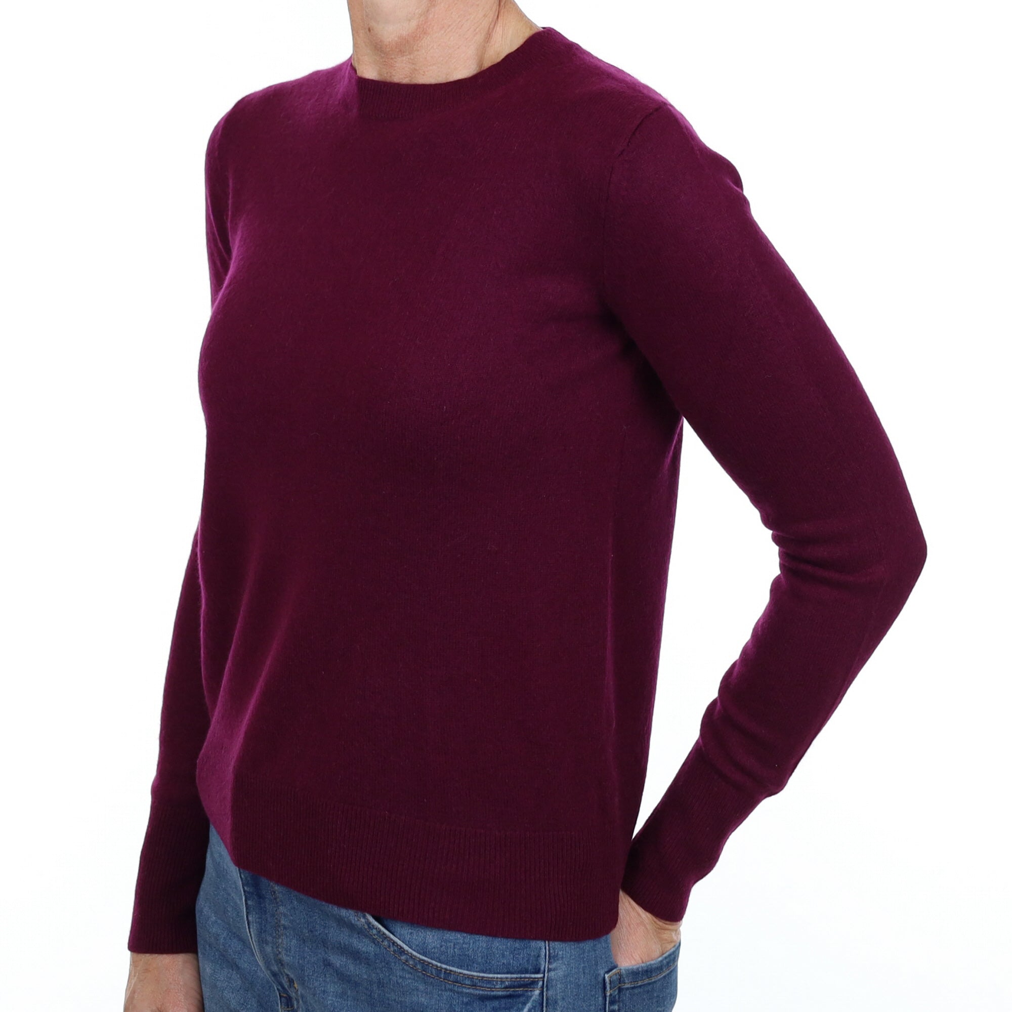 Mulberry Purple Cashmere Crew Neck Jumper Small