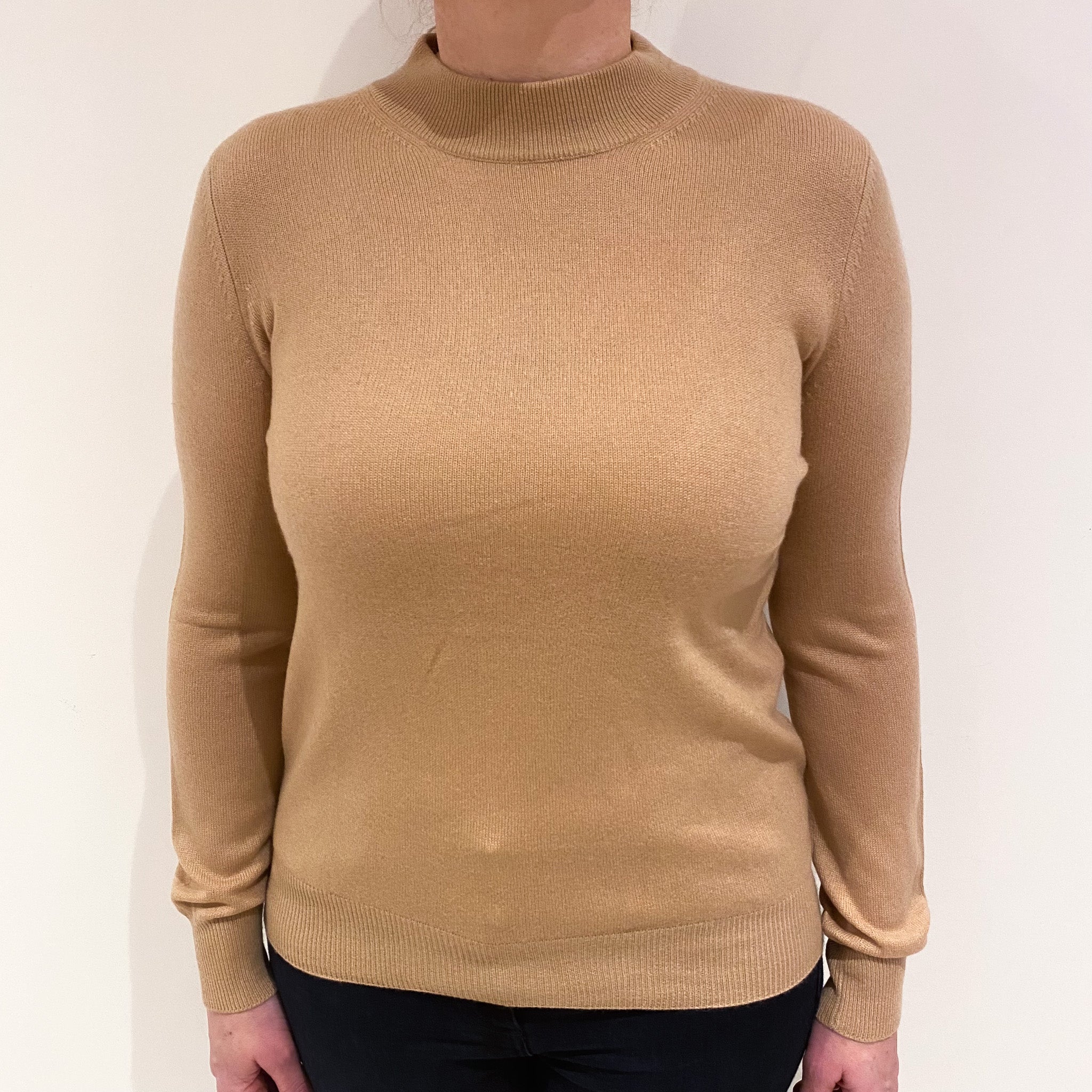 Caramel Brown Cashmere Turtle Neck Jumper Large