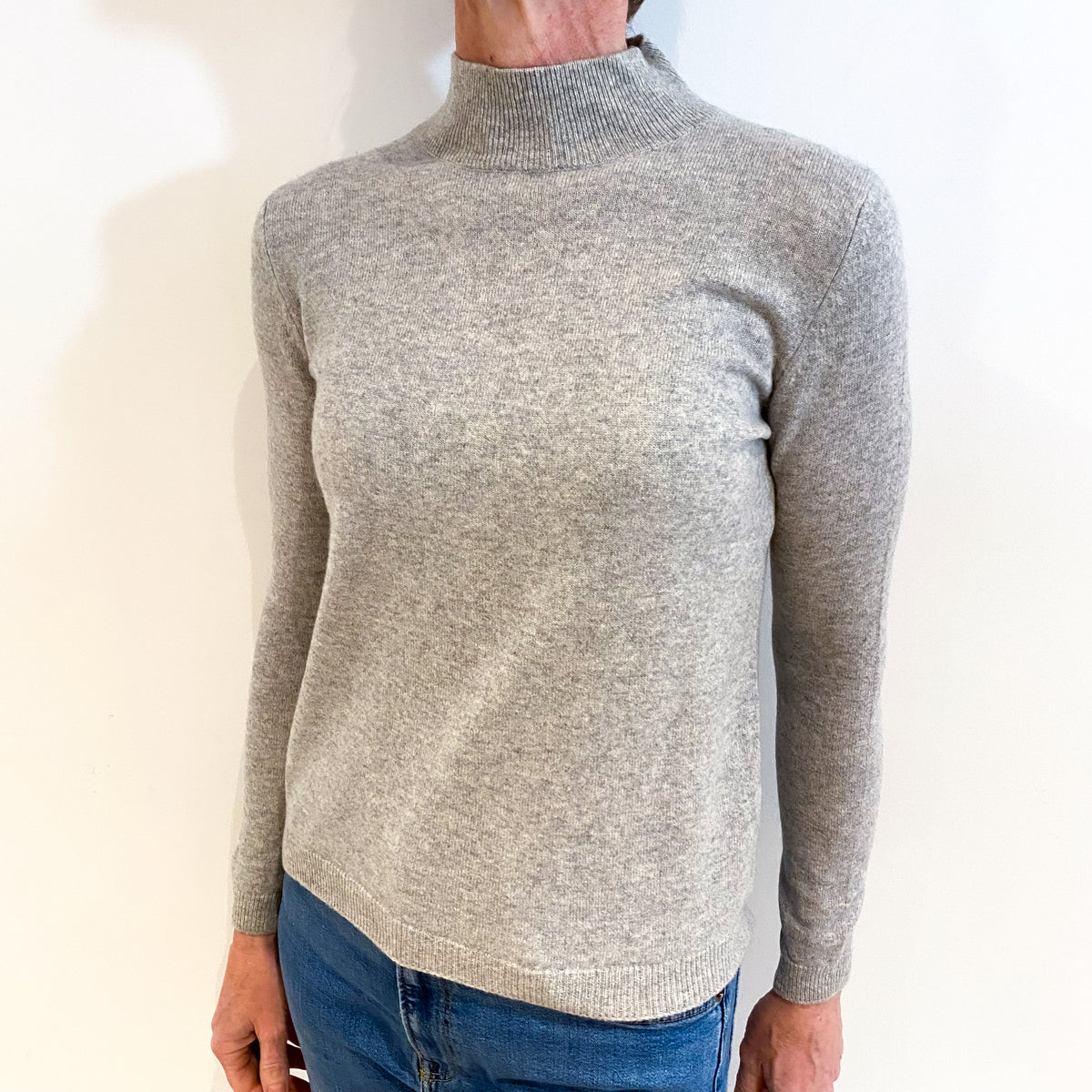 Smoke Grey Cashmere Turtle Neck Jumper Small