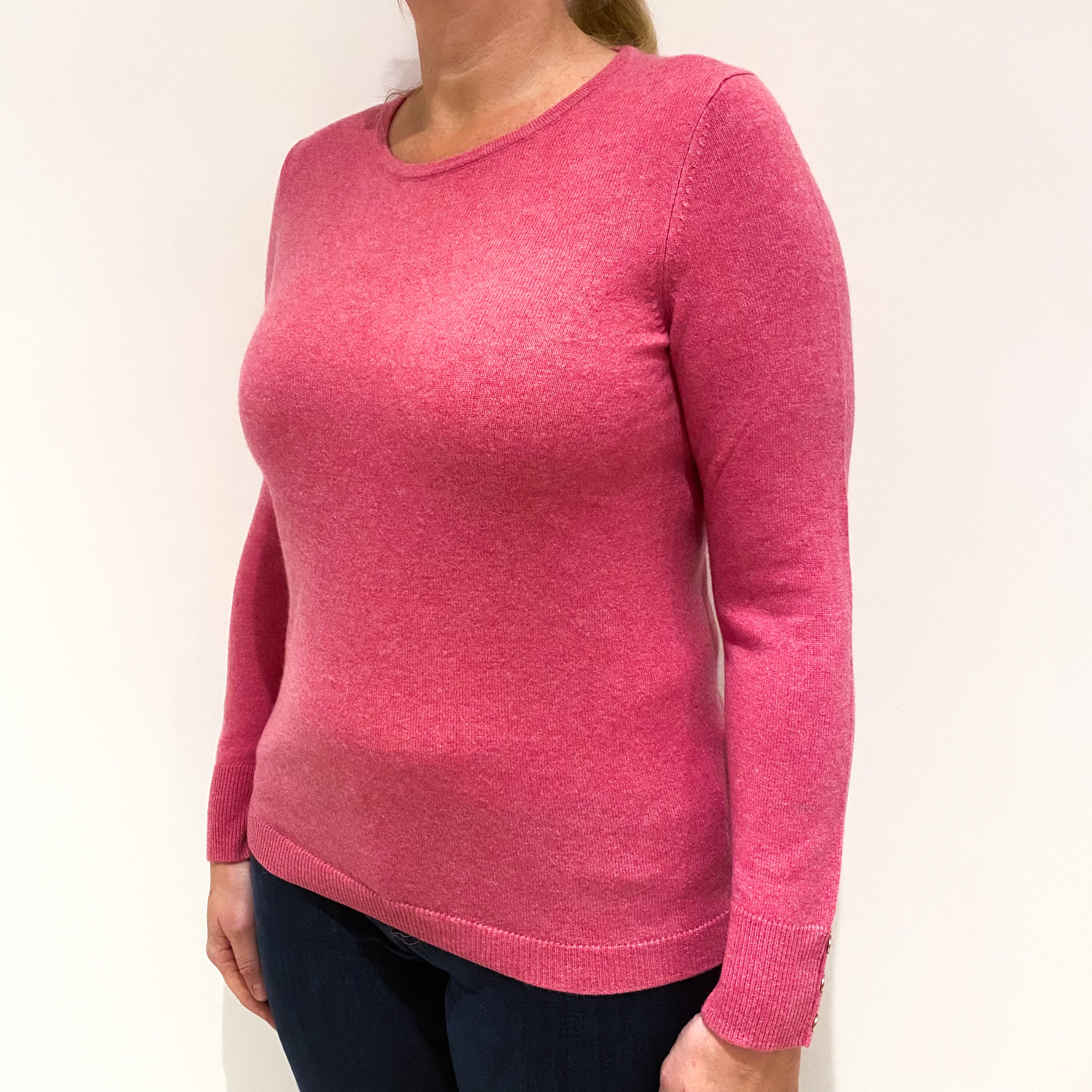 Lupin Pink Cashmere Crew Neck Jumper Large