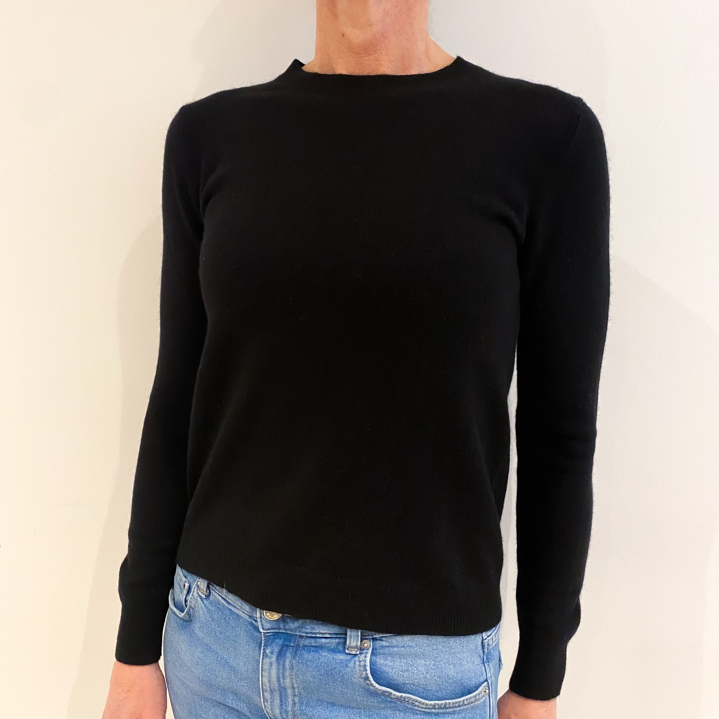 Black Cashmere Crew Neck Jumper Small