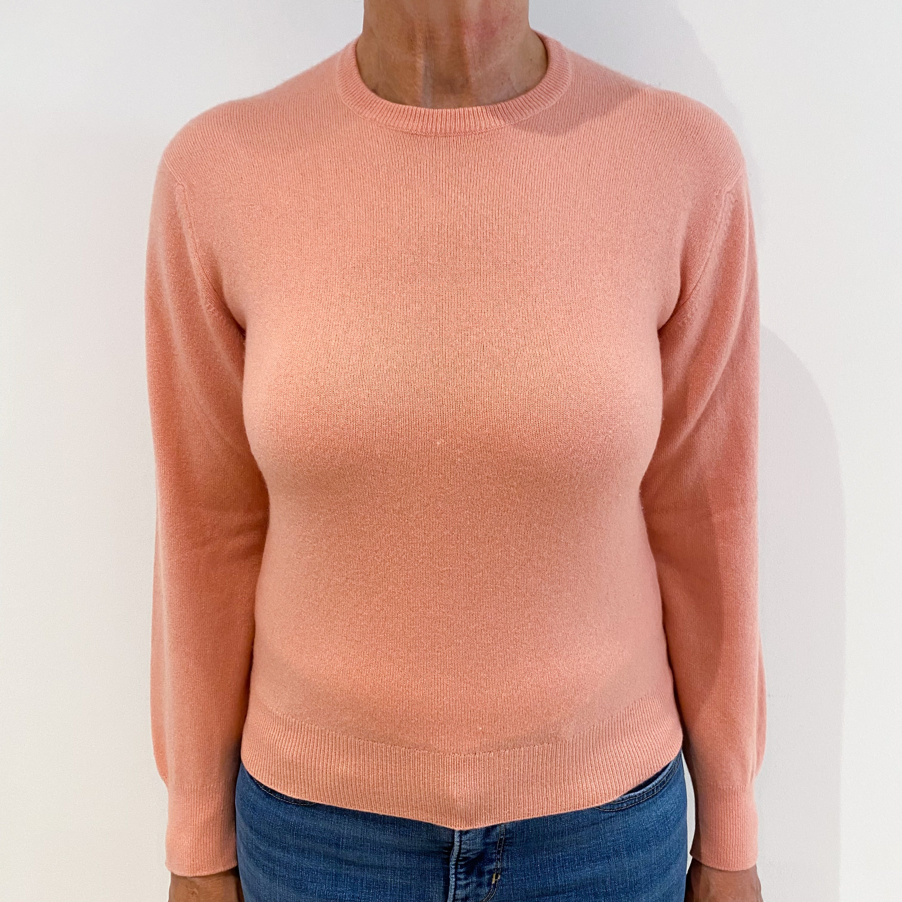 Scottish Salmon Pink Cashmere Crew Neck Jumper Medium