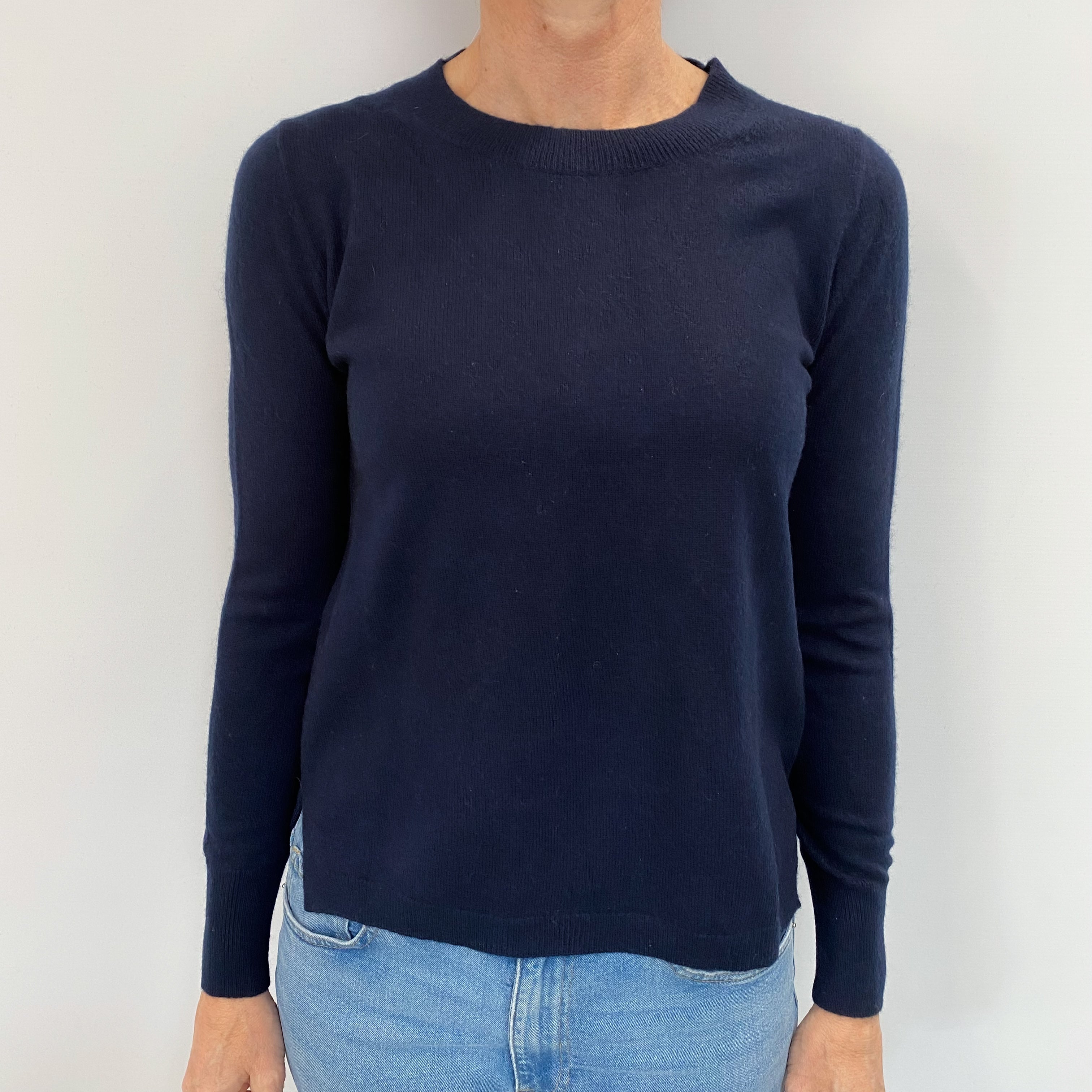 Navy Blue Cashmere Crew Neck Jumper Small