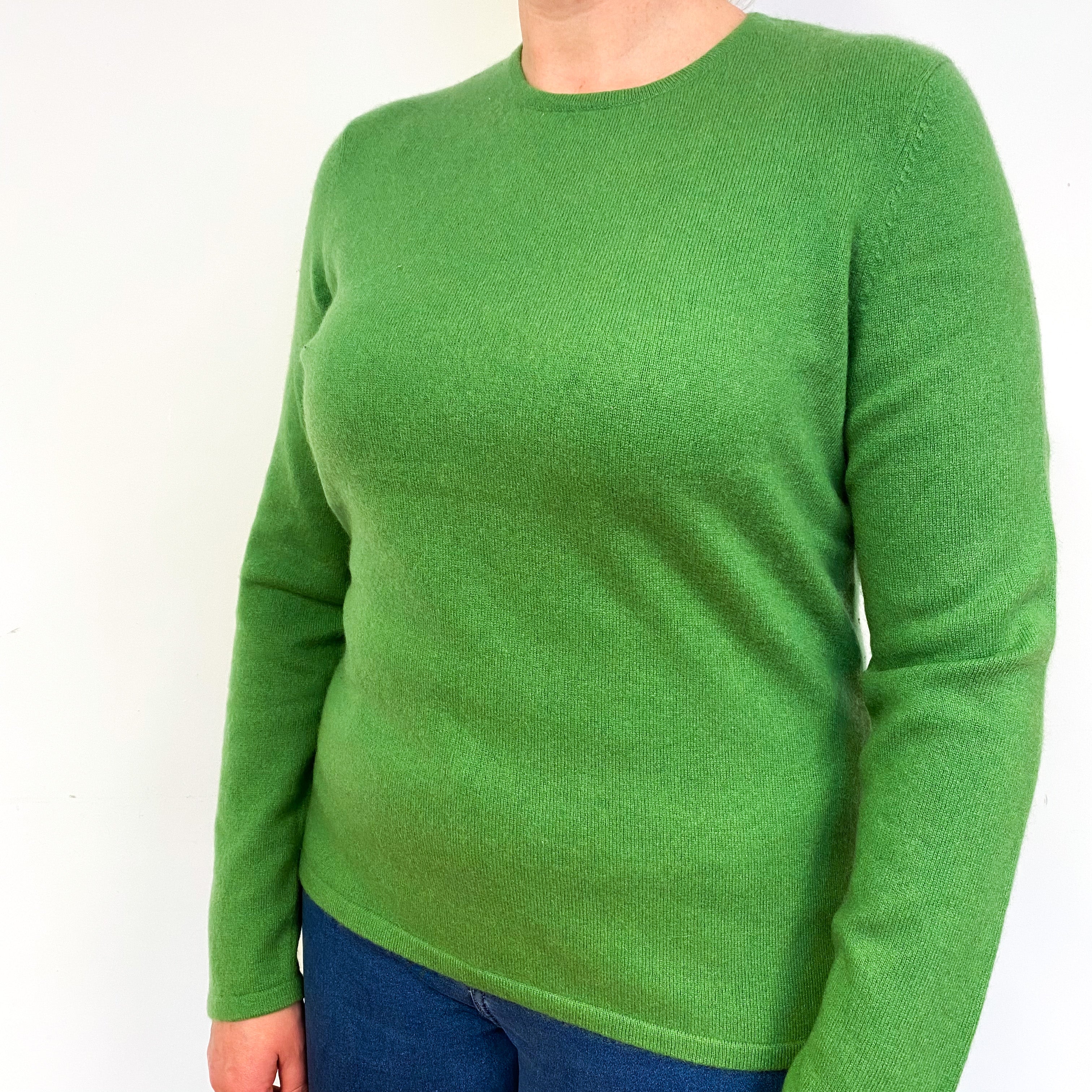 Pear Green Cashmere Crew Neck Jumper Large