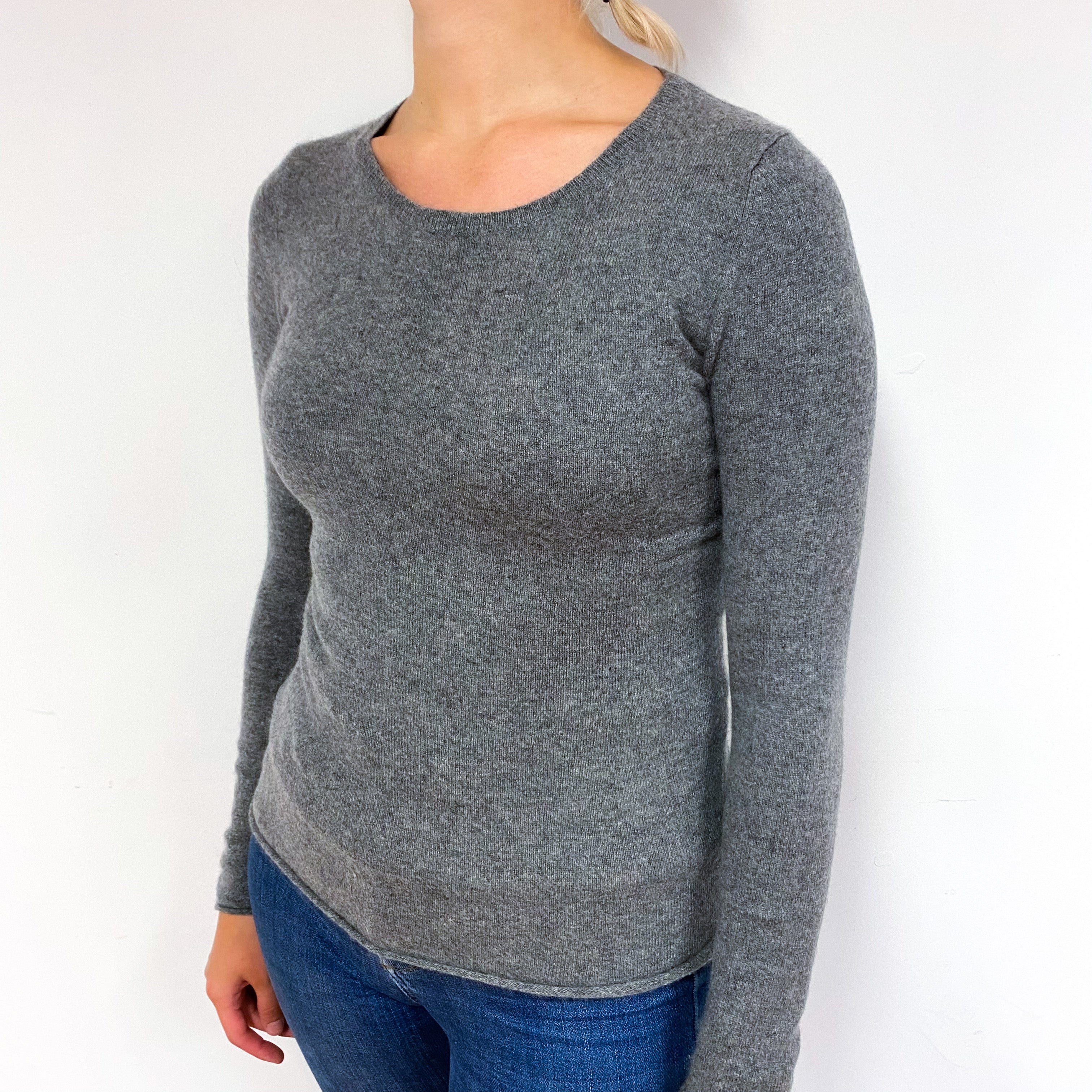 Ash Grey Cashmere Crew Neck Jumper Small