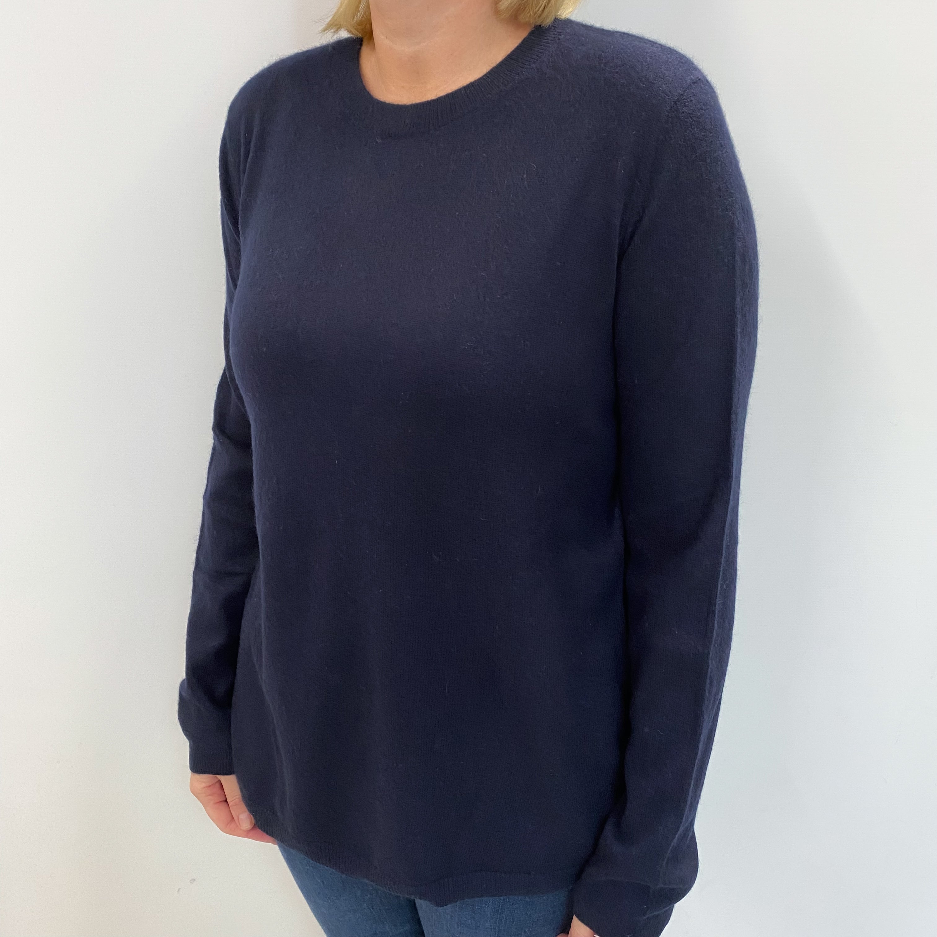Navy Blue Cashmere Crew Neck Jumper Large