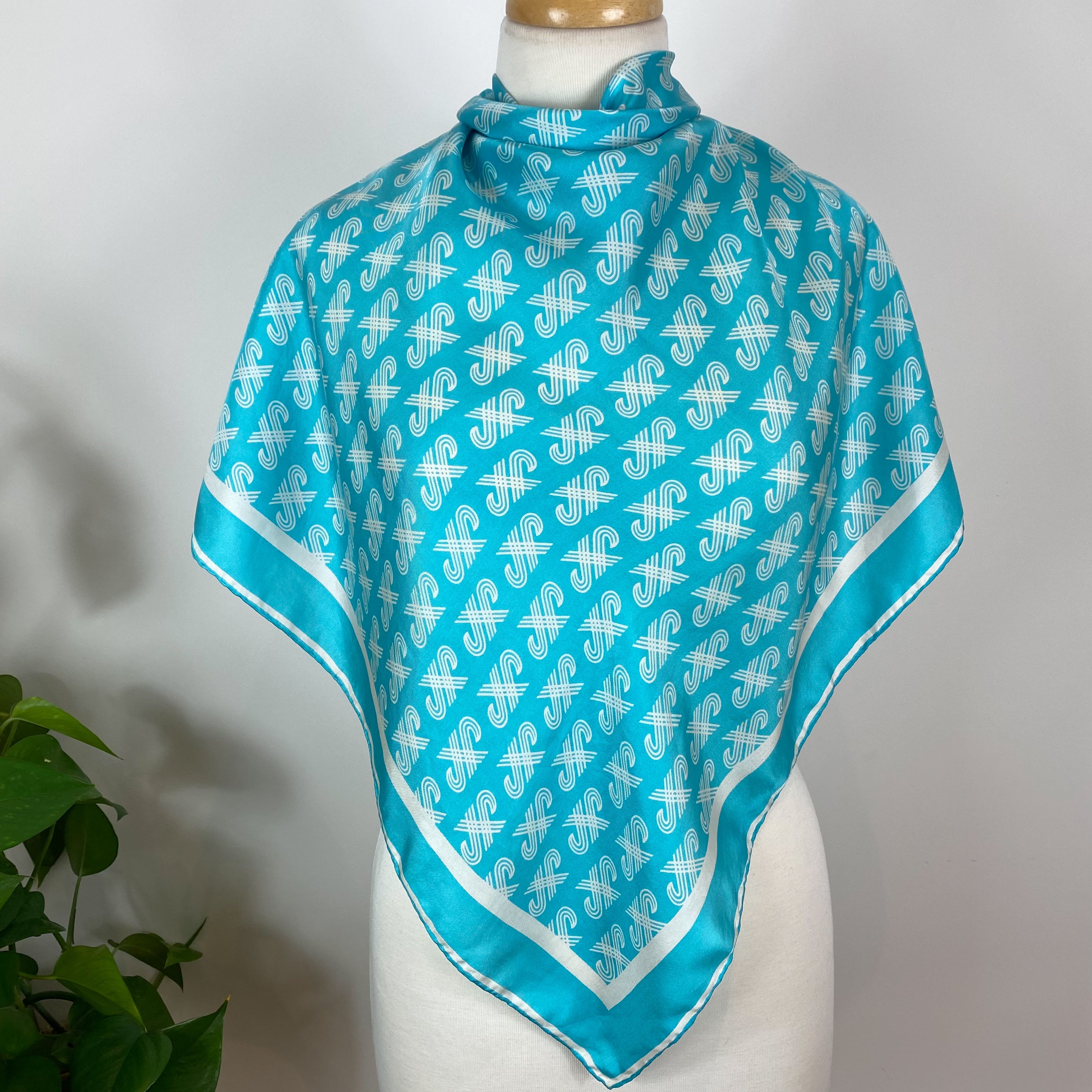 Turquoise Jaeger Vintage Silk Scarf