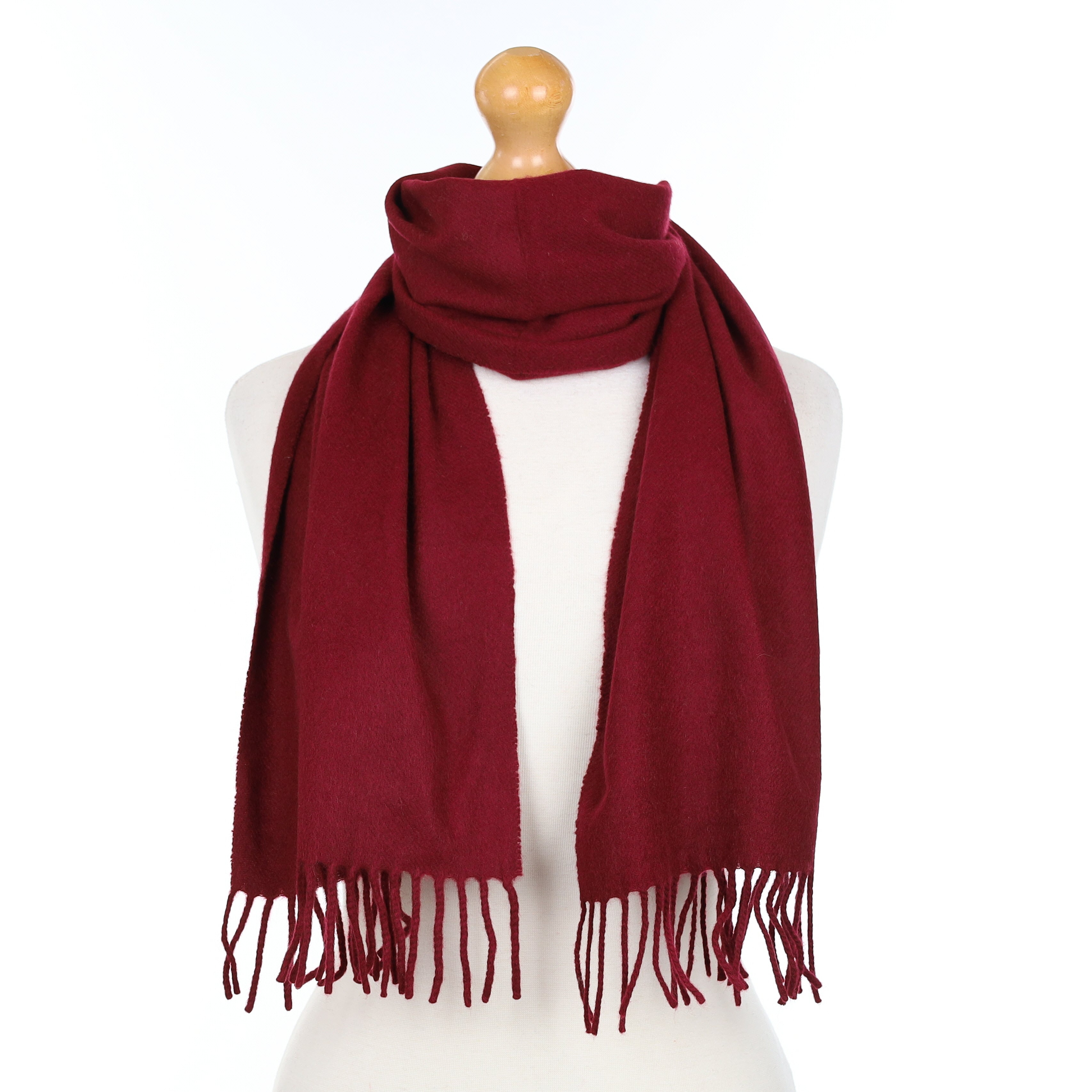 Italian Burgundy Red Cashmere Woven Scarf