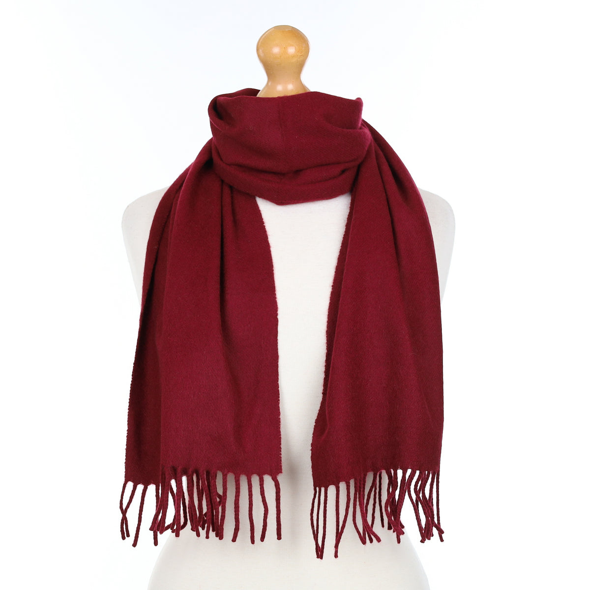 Italian Burgundy Red Cashmere Woven Scarf