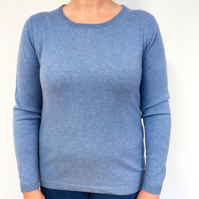 Pale Denim Blue Cashmere Crew Neck Jumper Large