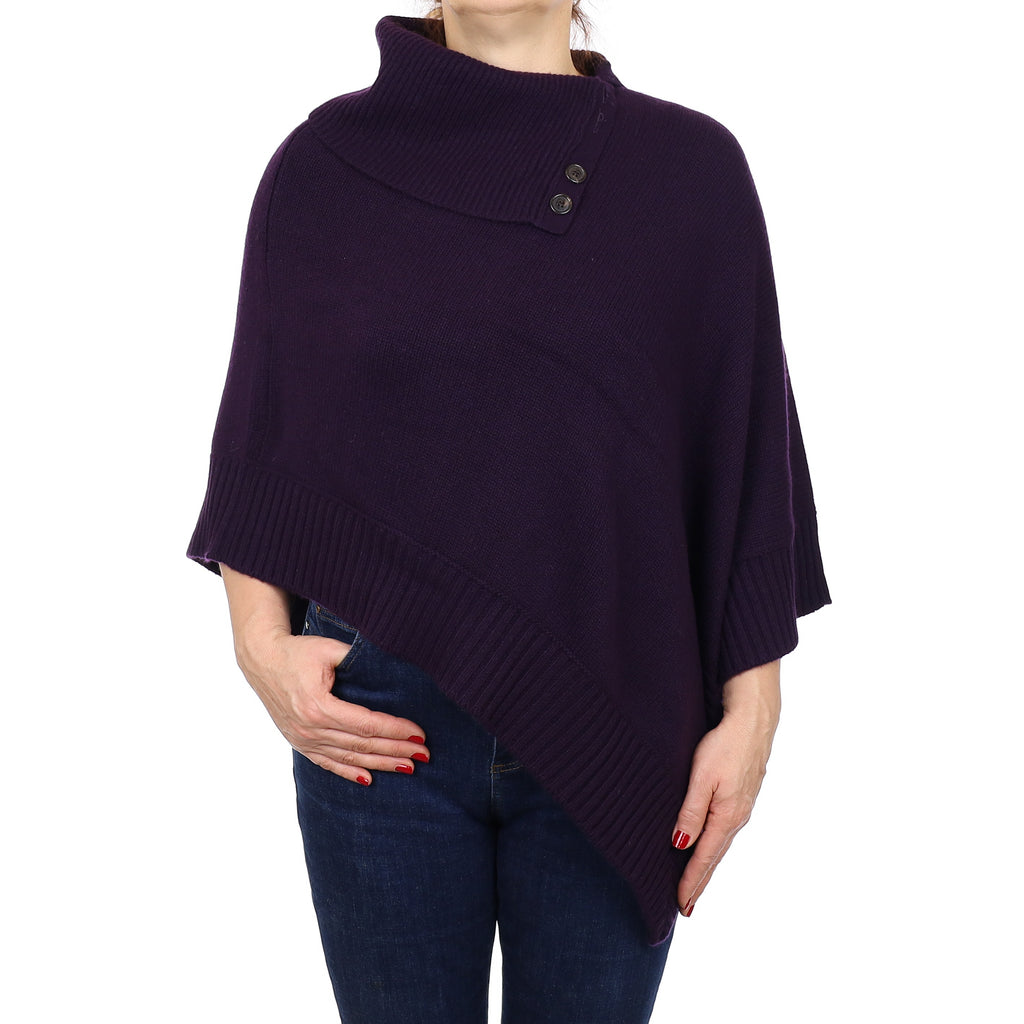 Brand New Scottish Hawico Shadow Purple Luxury Chunky Cashmere Poncho