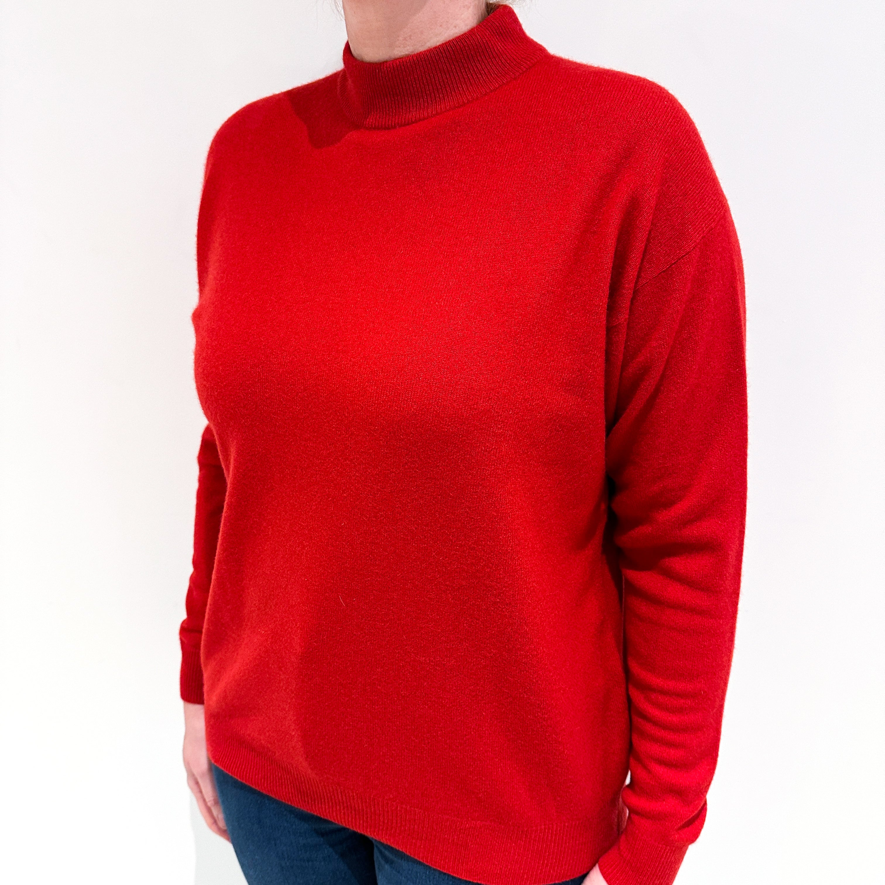 Post Box Red Cashmere Turtle Neck Jumper Large