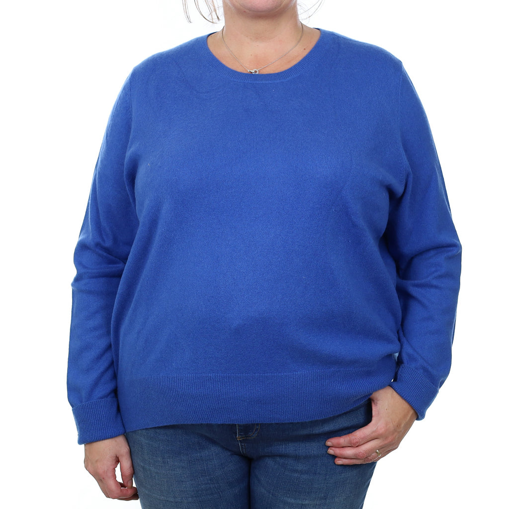 Azure Blue Cashmere Crew Neck Jumper 3XL