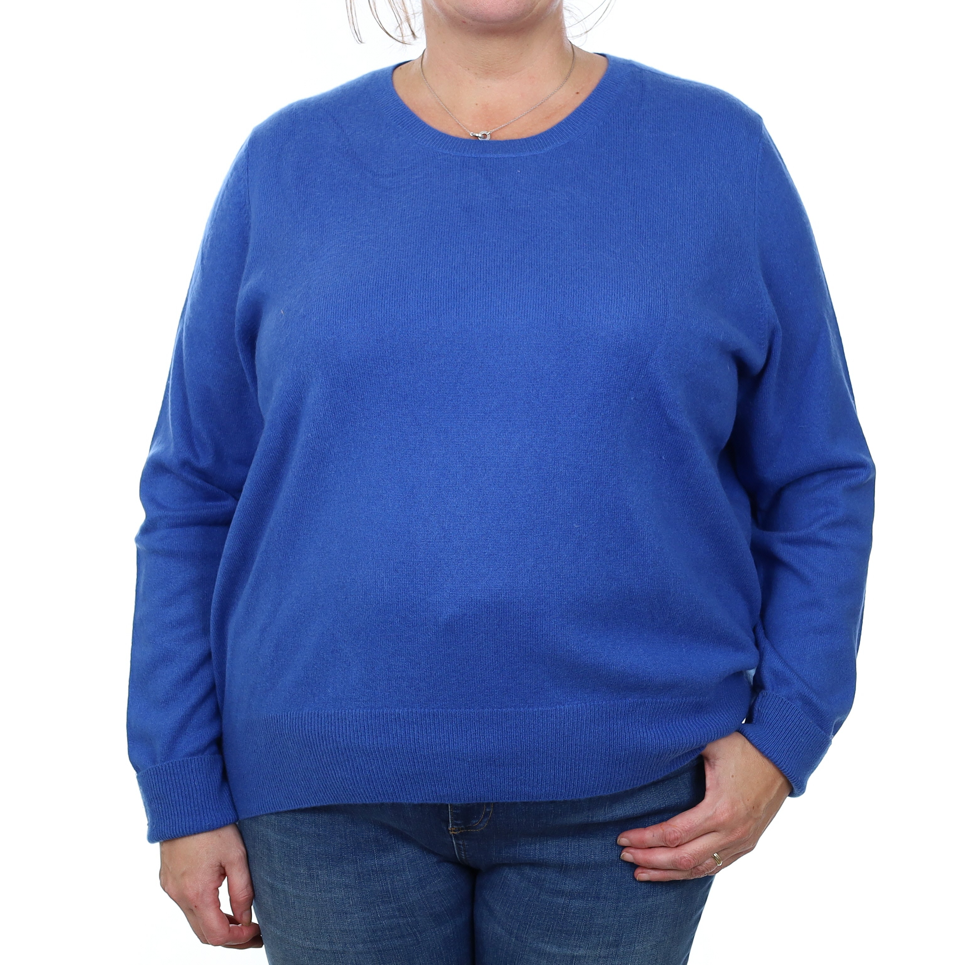 Azure Blue Cashmere Crew Neck Jumper 3XL