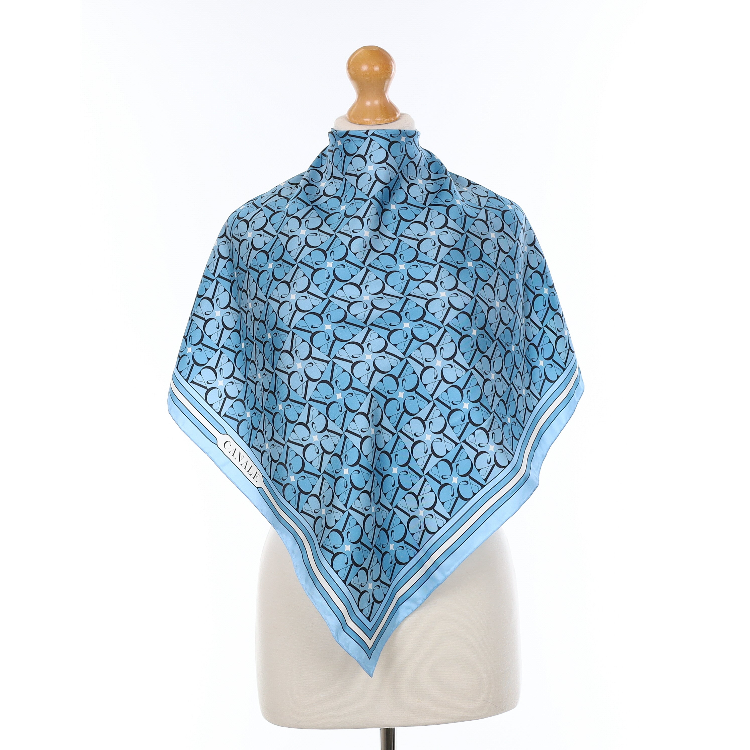 Blue Typography Silk Scarf
