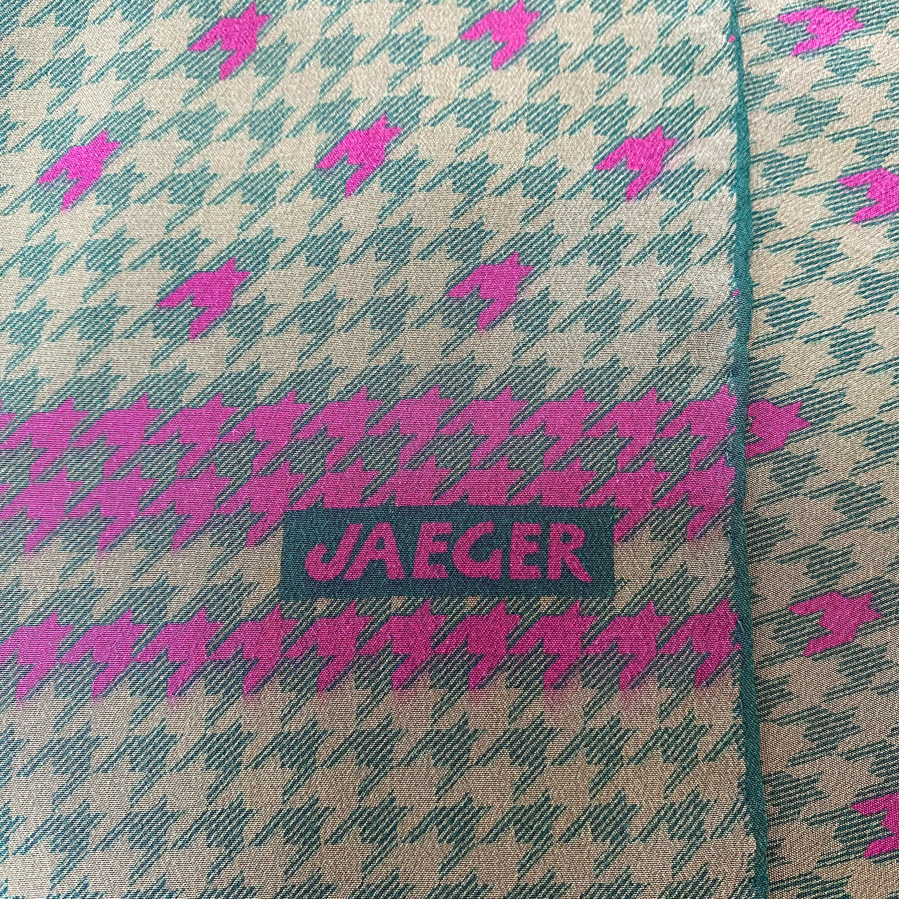 1970s Jaeger Checked Vintage Silk Scarf