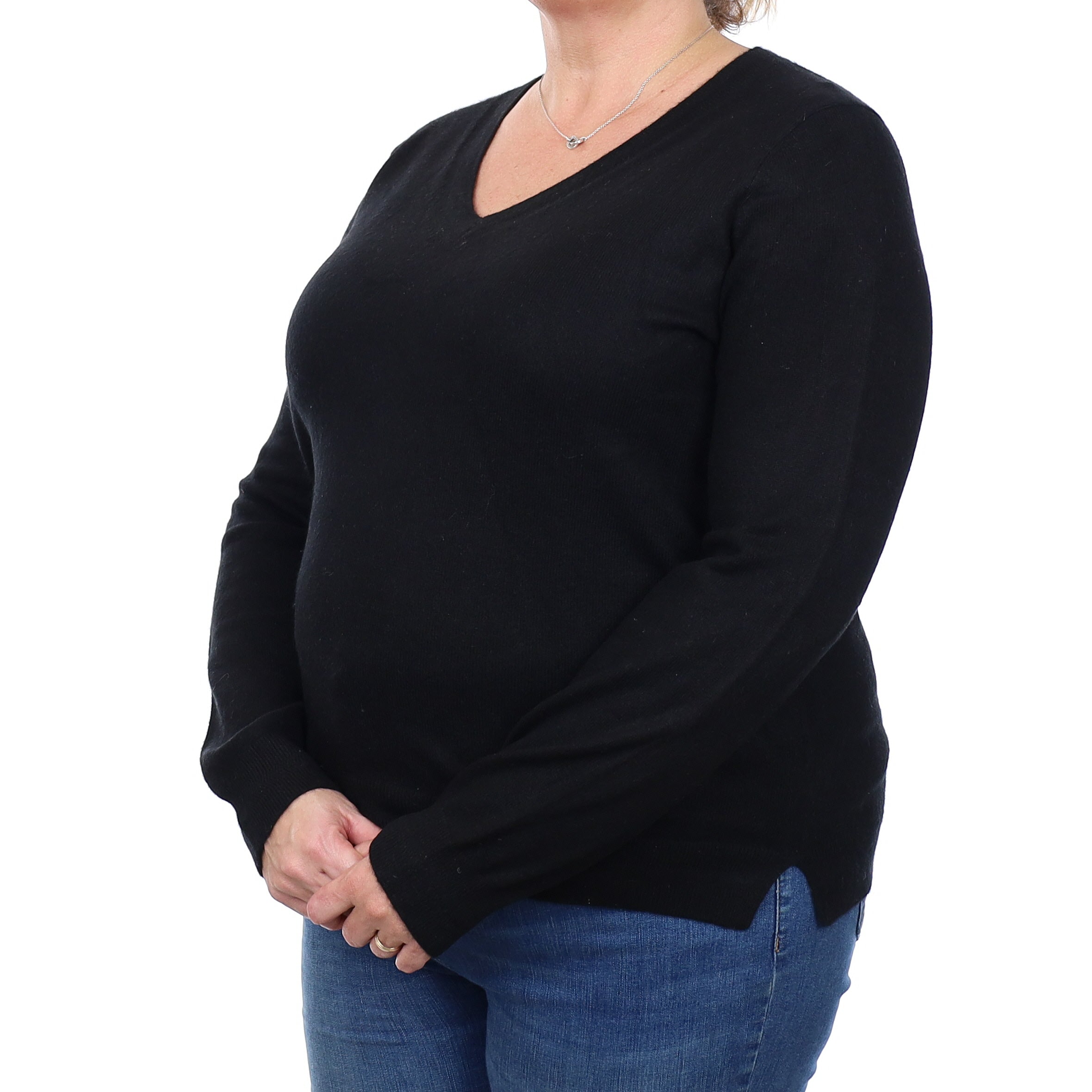 Black Cashmere V Neck Jumper Extra Large