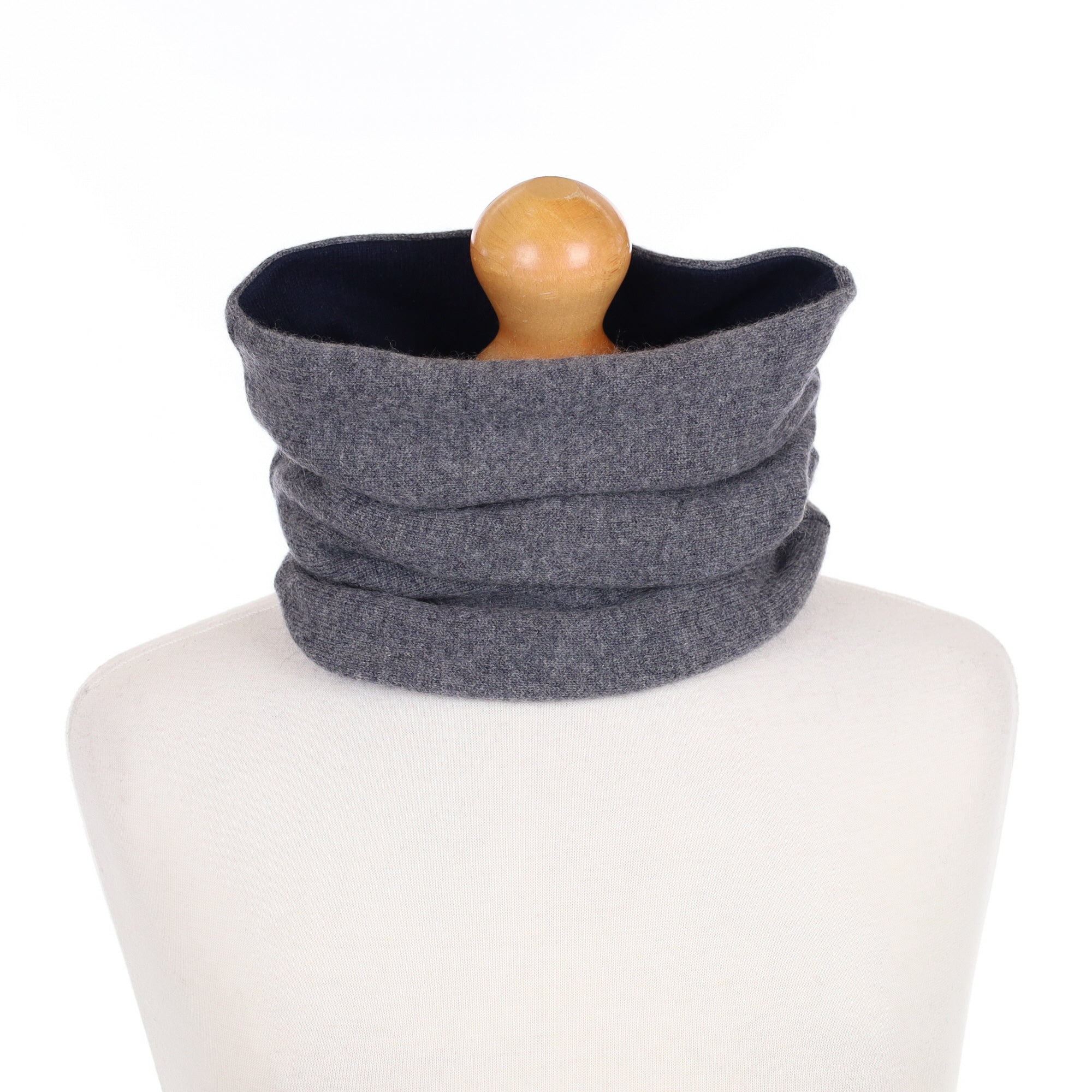 Navy and Grey Luxury Double Layered Snood