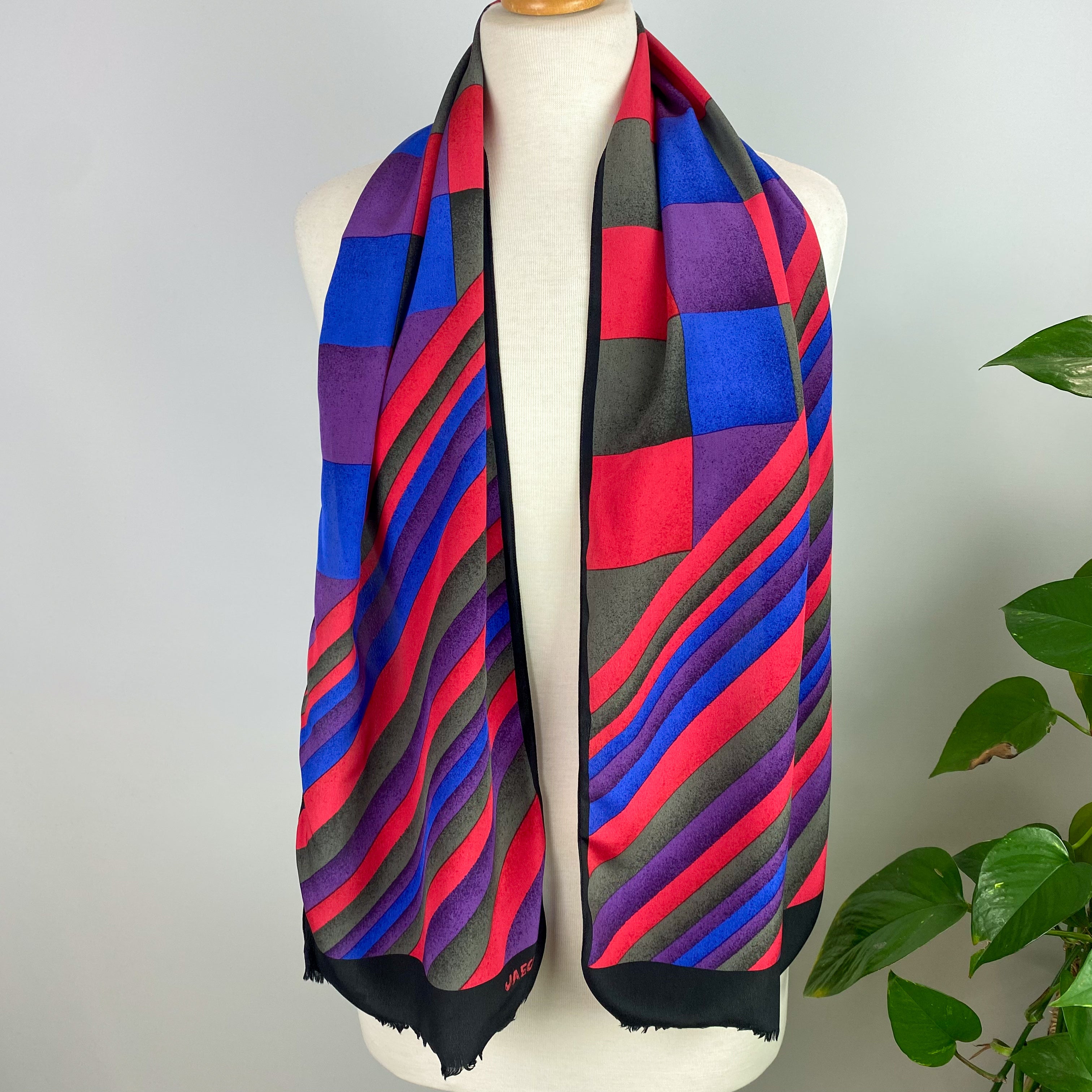 Jaeger Striped Long Silk Scarf