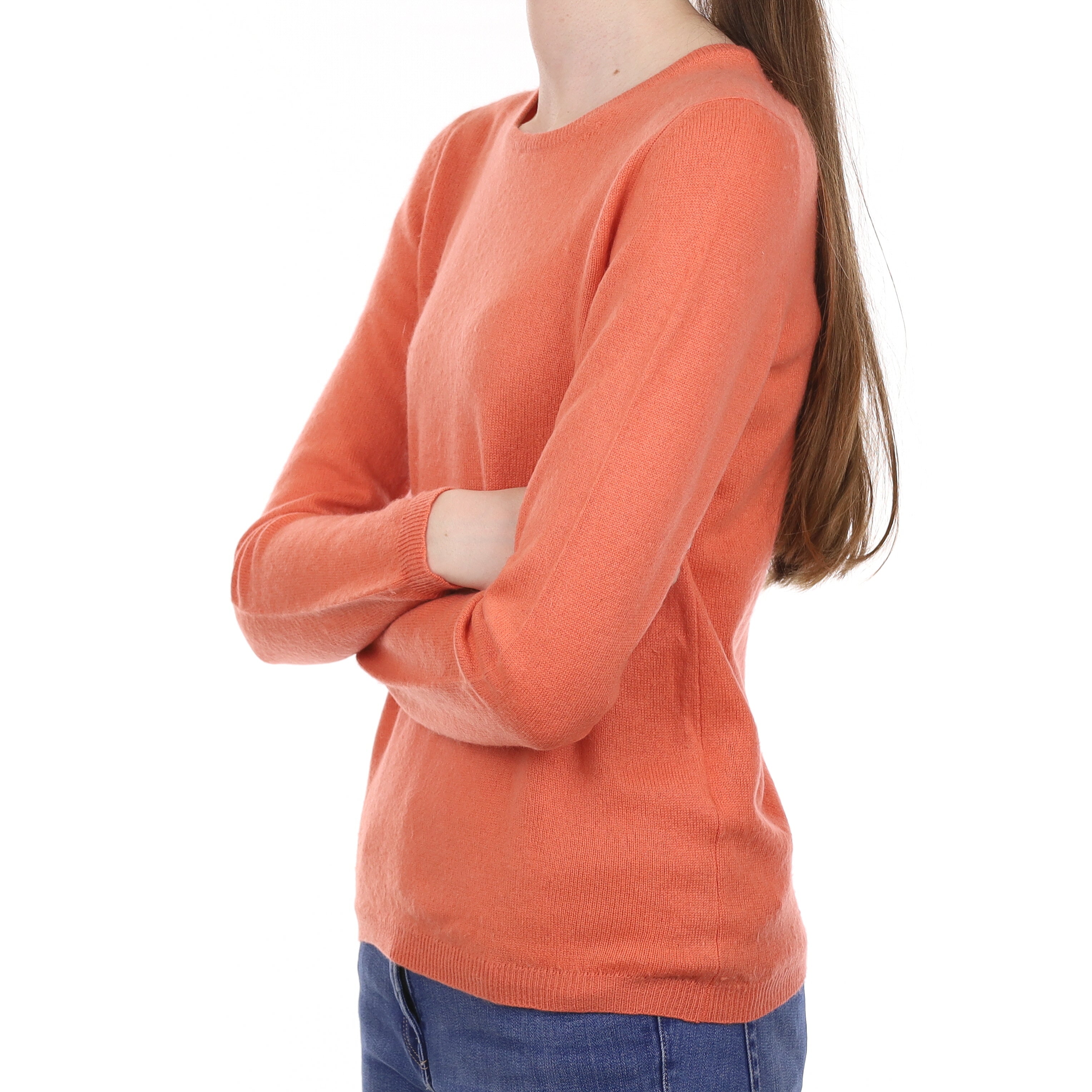 Sunset Orange Cashmere Crew Neck Jumper Extra Small