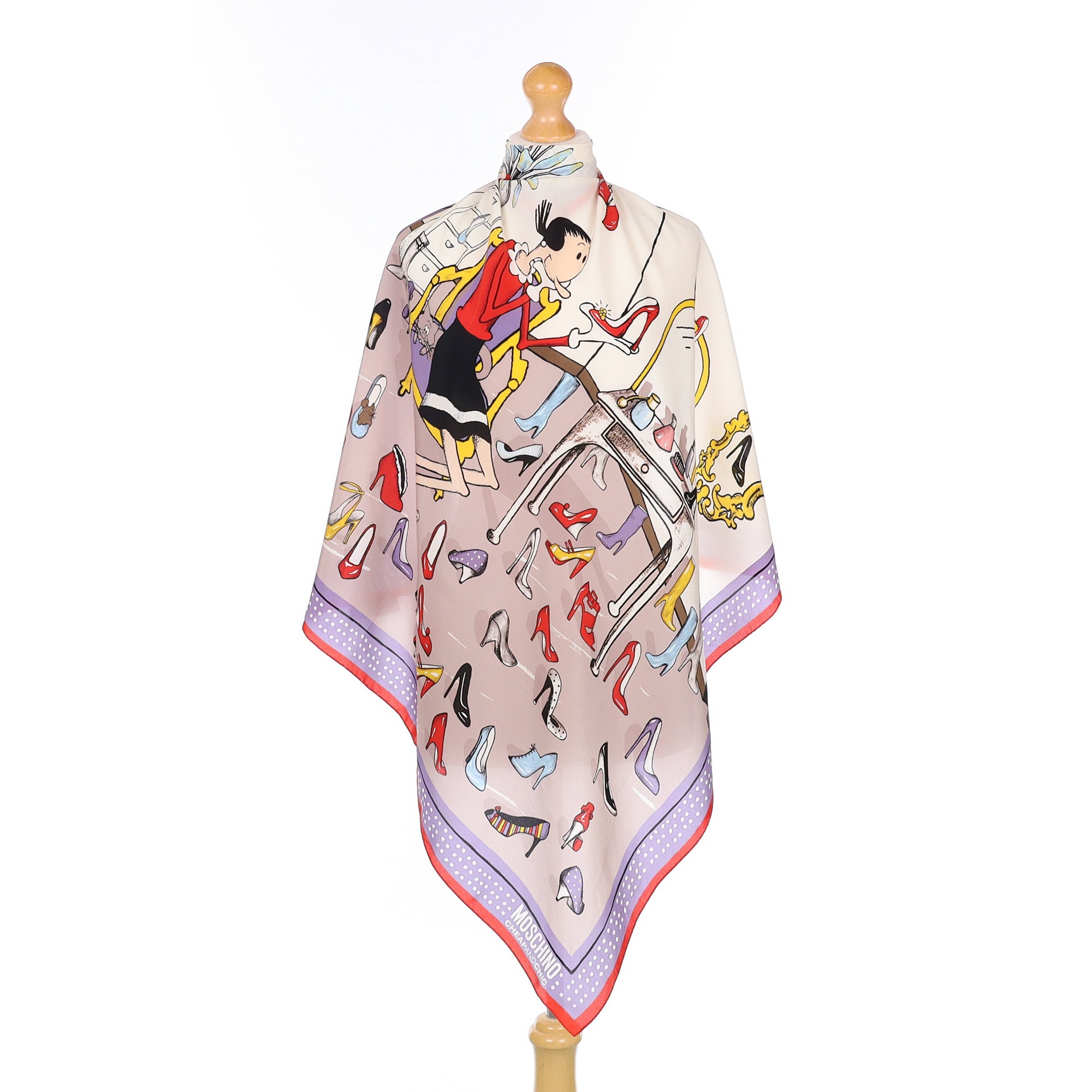 Moschino Olive Oyl Shoes Silk Scarf