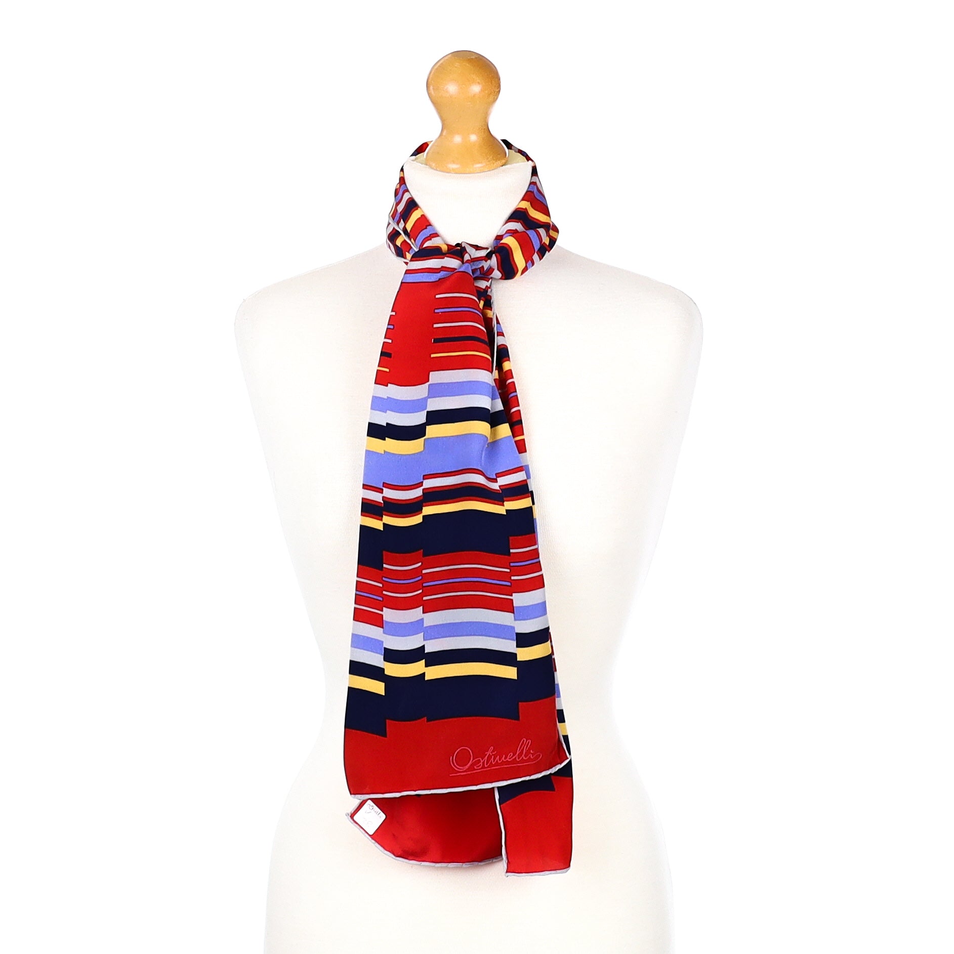 Immaculate Ostinelli Striped Vintage Silk Scarf