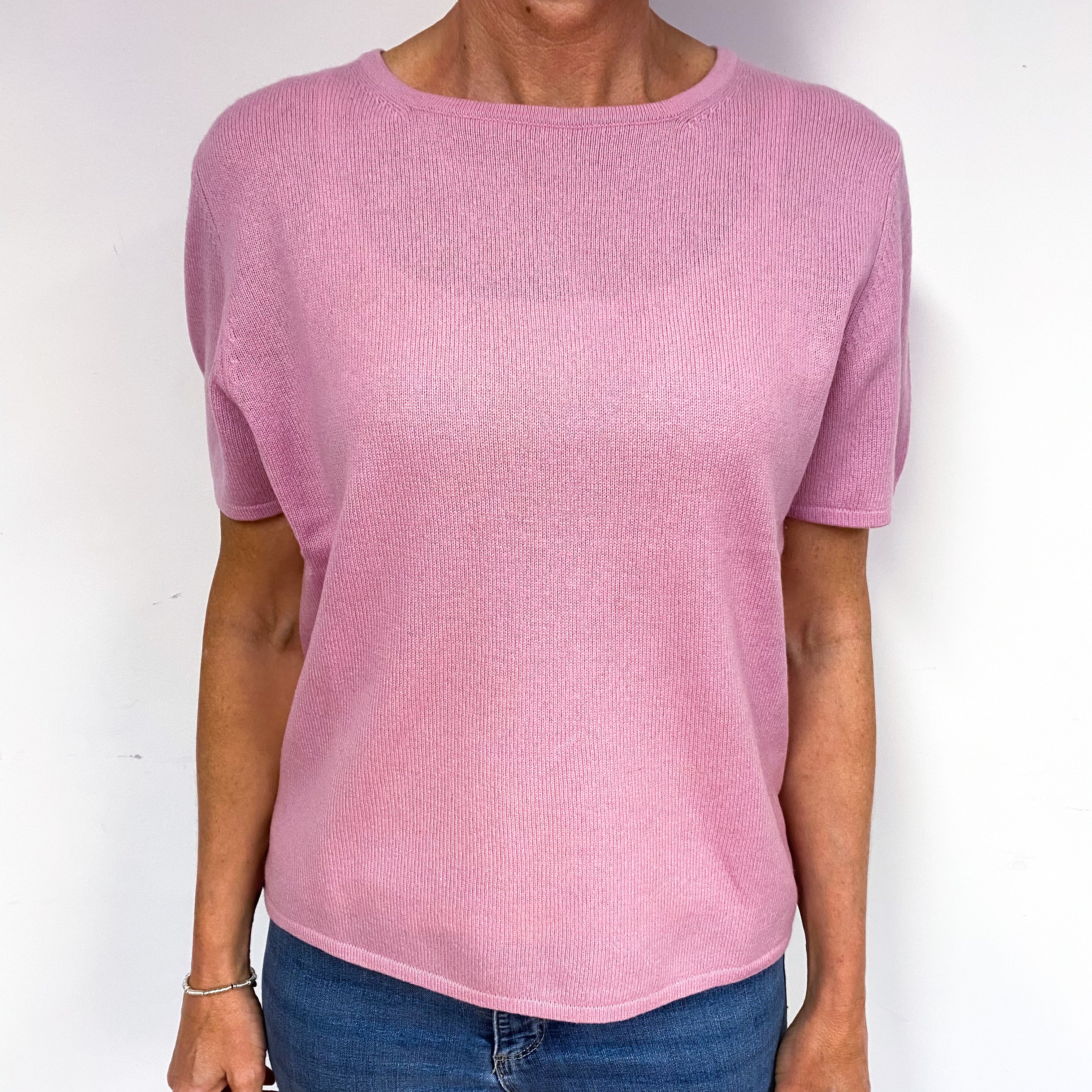 Sugar Mouse Pink Cashmere Short Sleeve Jumper Medium