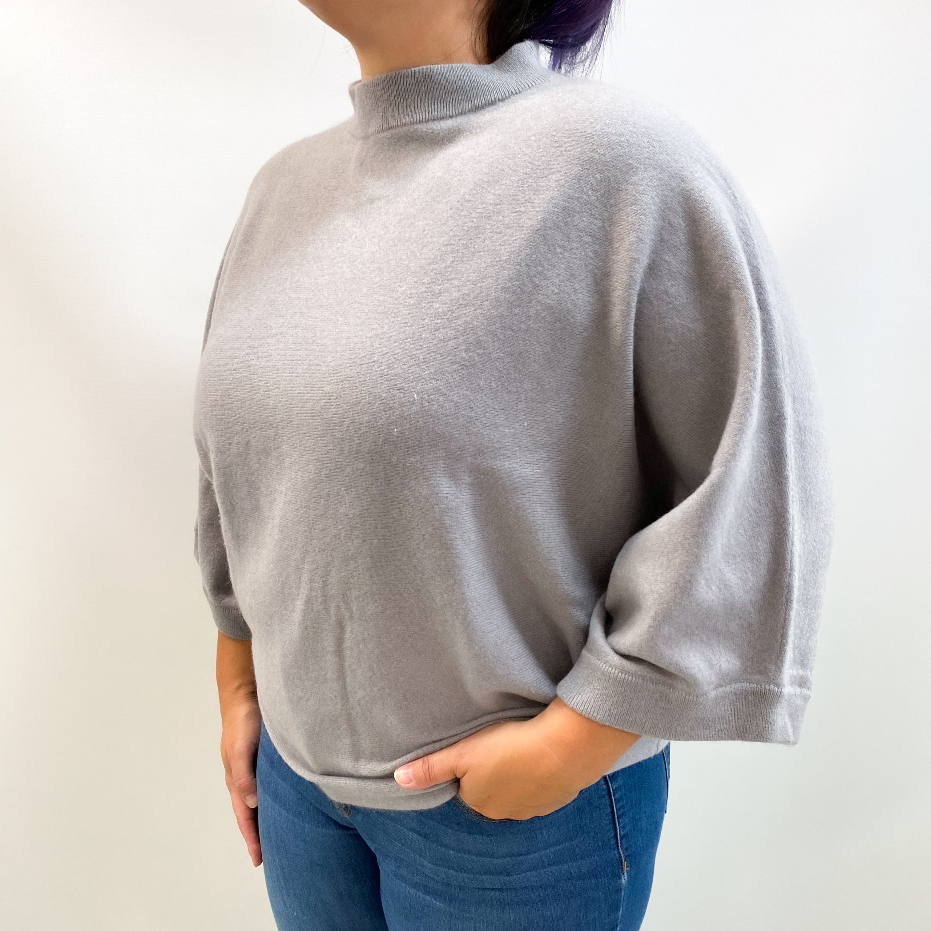 Dove Grey Cashmere Turtle Neck Jumper Large