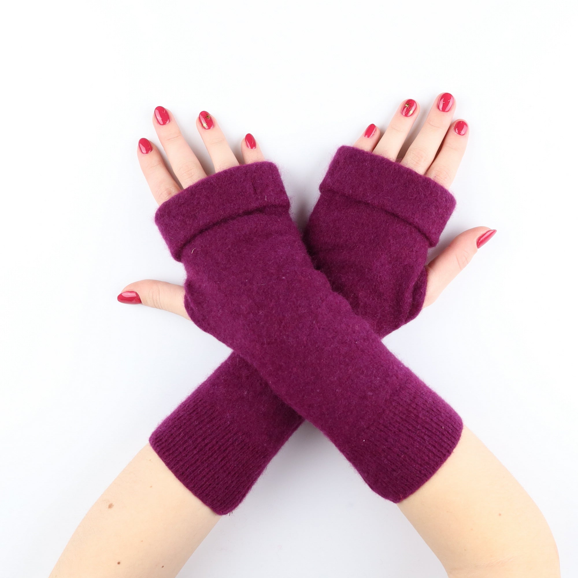 Aubergine Purple Fingerless Gloves
