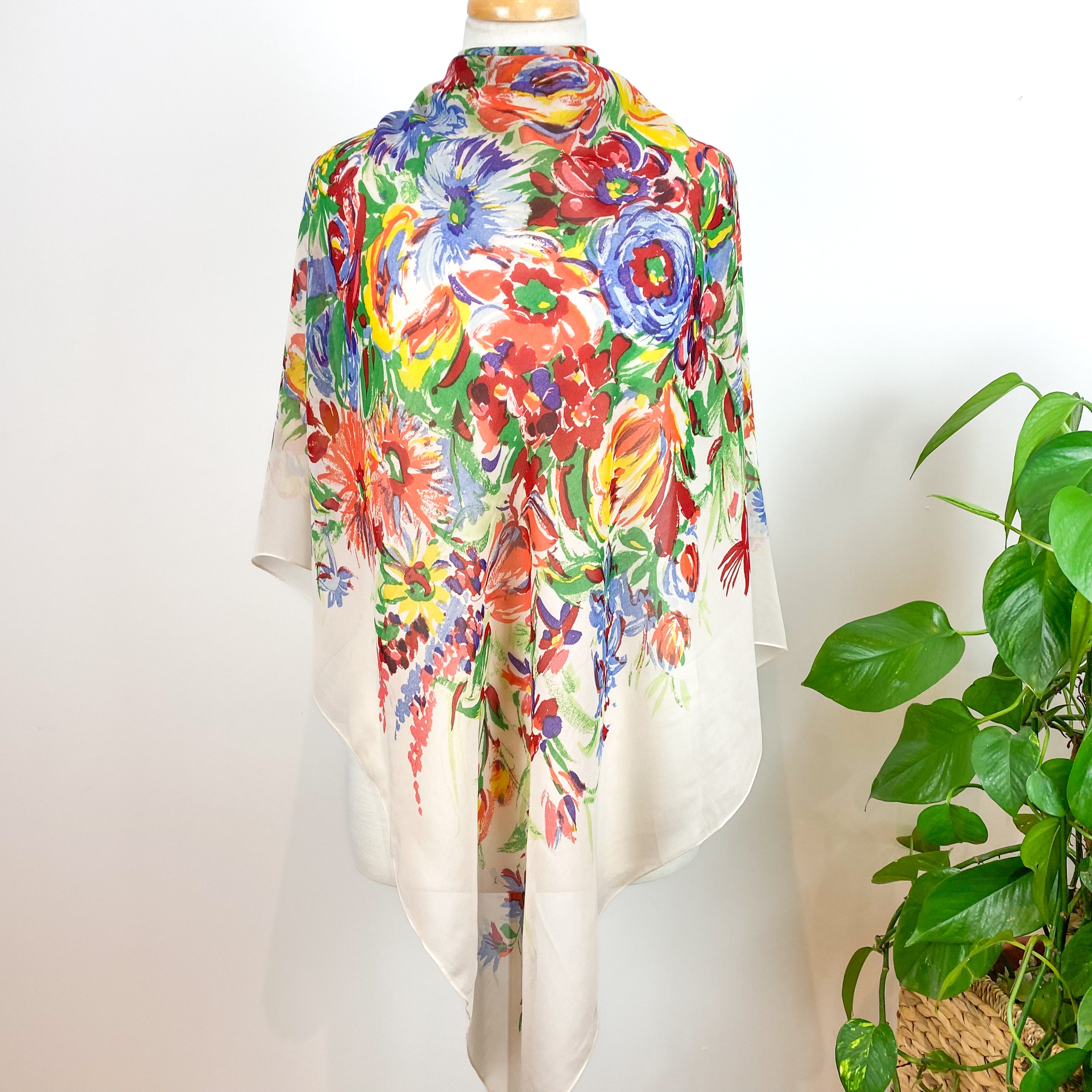Floral Chiffon Vintage Silk Scarf